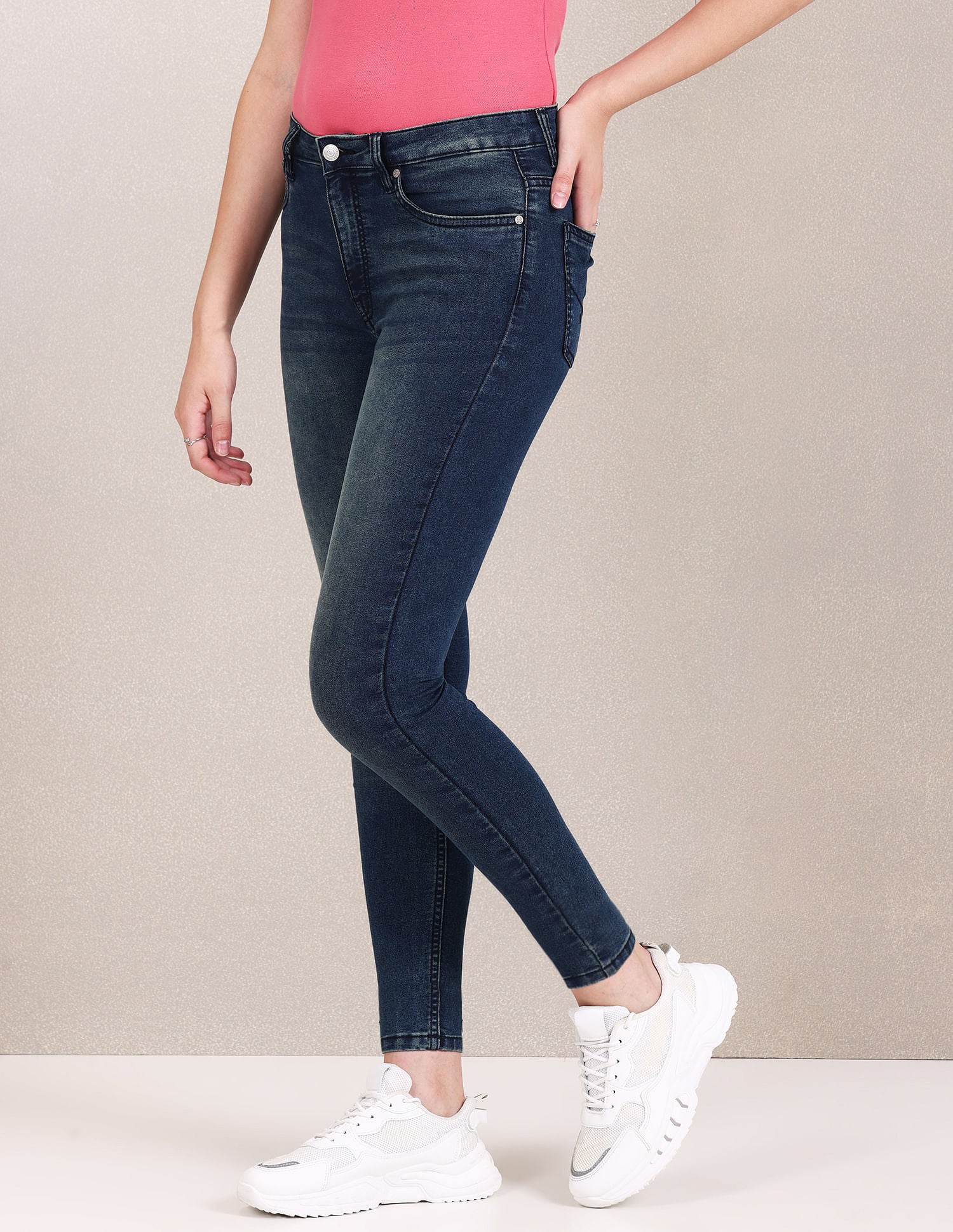 High Rise Stone Wash Jeans Blue - U.S. POLO ASSN. | Large