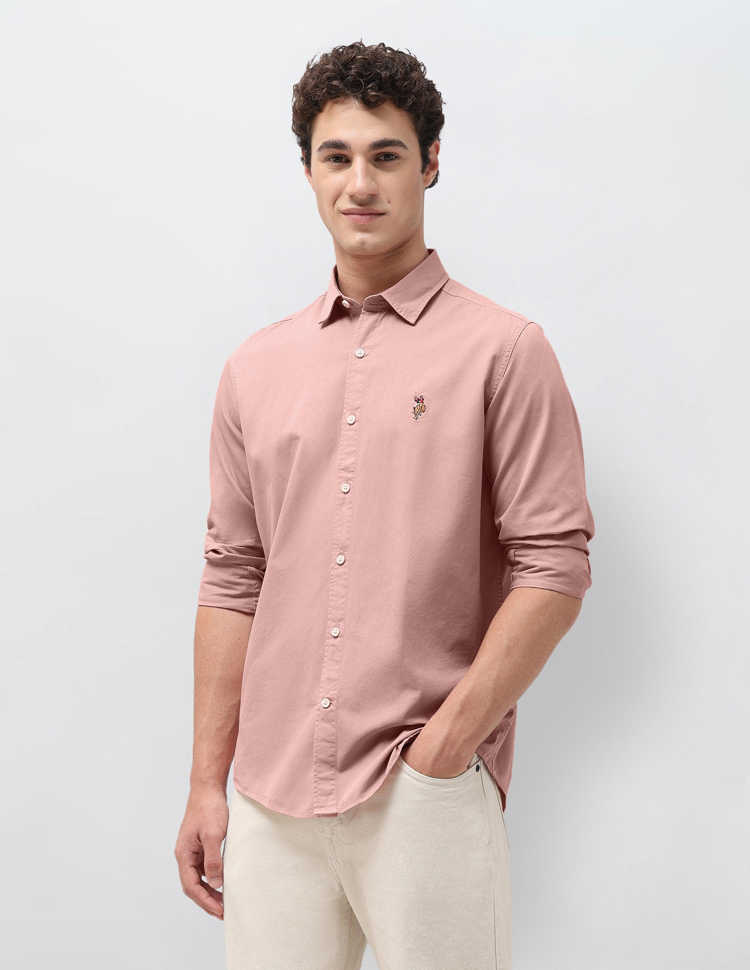 Regular Fit Twill Shirt Pink - U.S. Polo Assn. India | Large