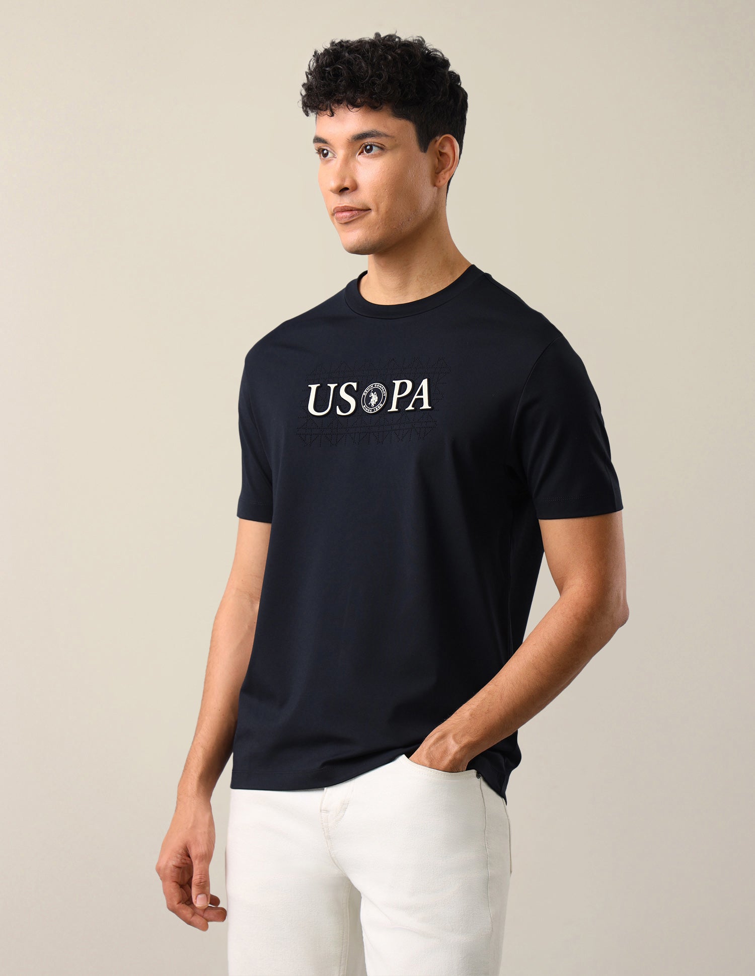 Brand Embossed Slim Fit T-Shirt Navy - U.S. Polo Assn. India | Large