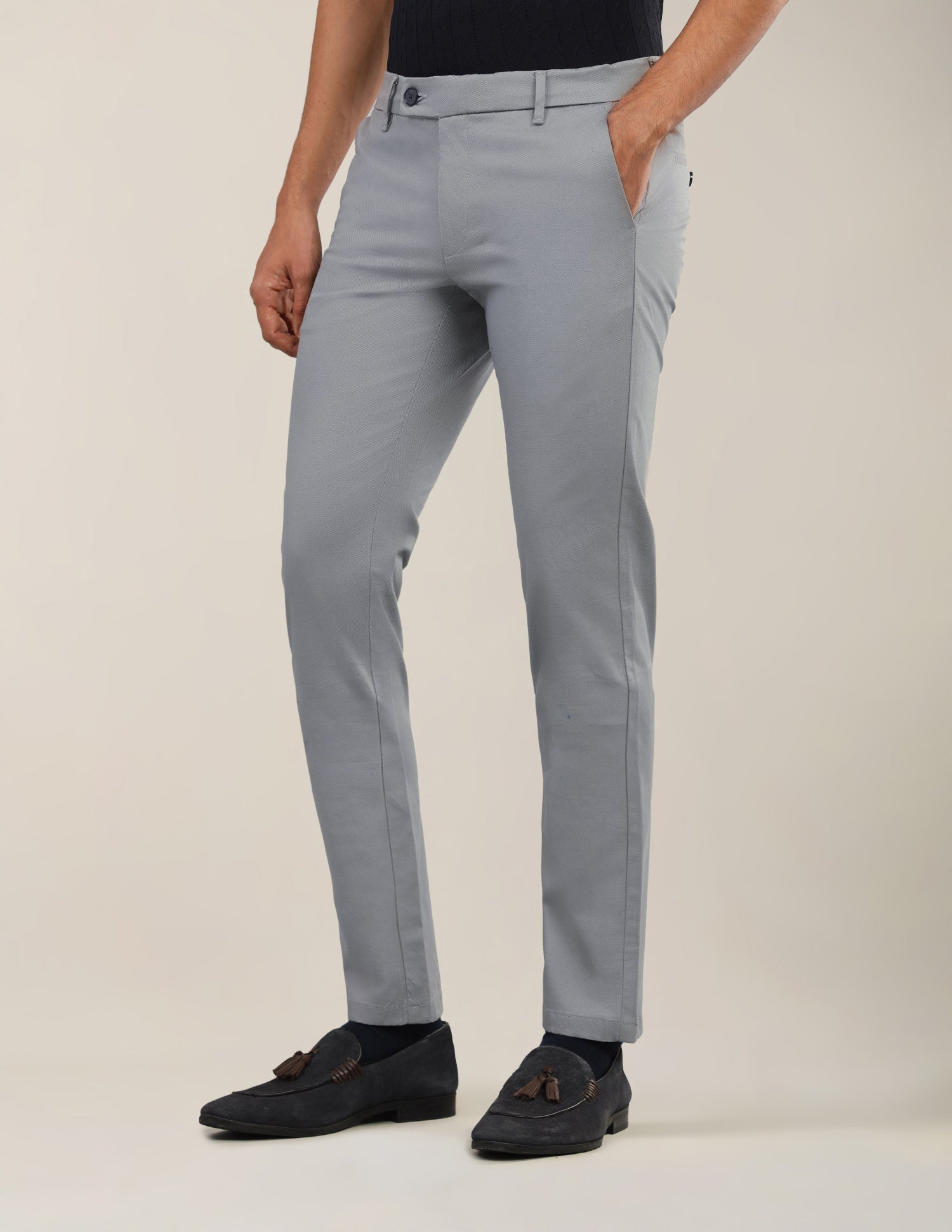 Textured Satin Trousers Mid-Grey - U.S. Polo Assn. India | Large