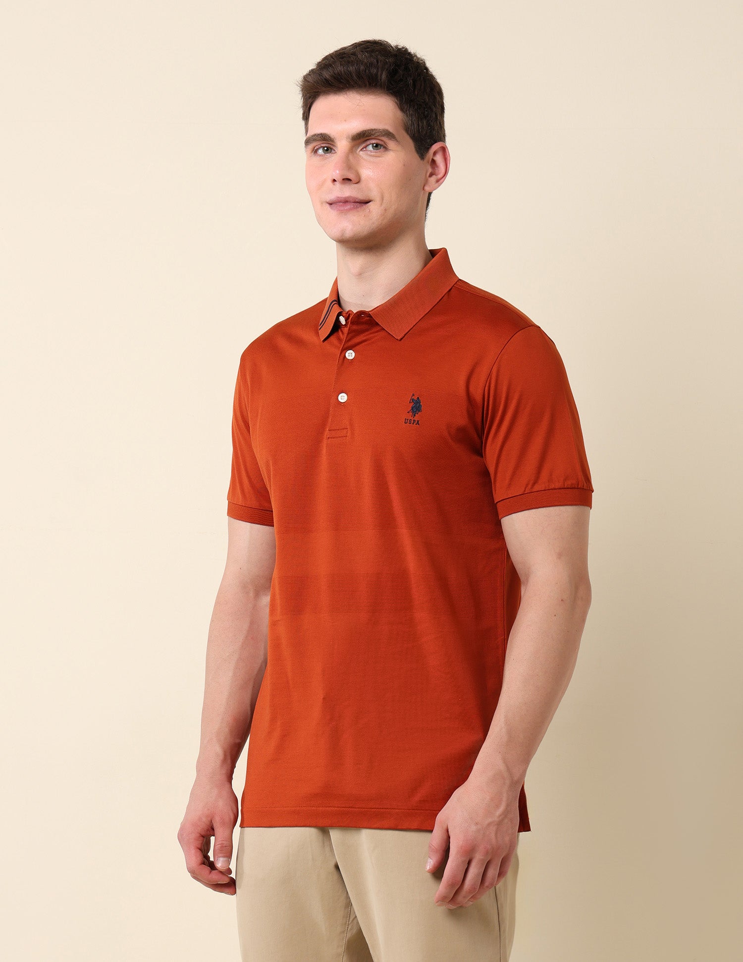 Textured Classic Polo Shirt Rust - U.S. Polo Assn. India | Large