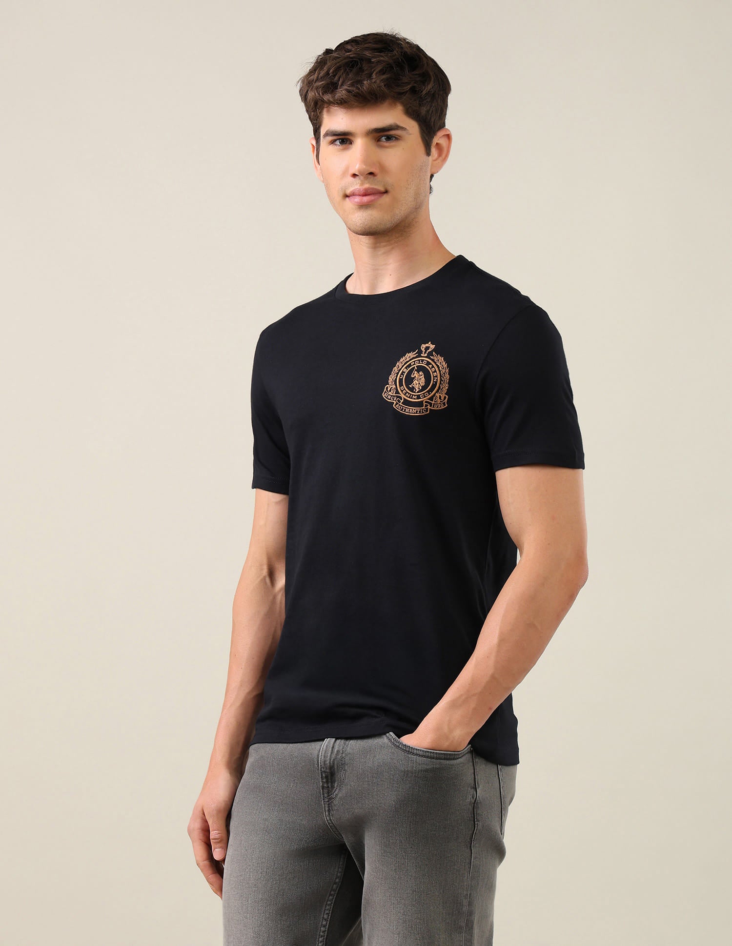 Solid Regular Fit T-Shirt Blue - U.S. Polo Assn. India | Large