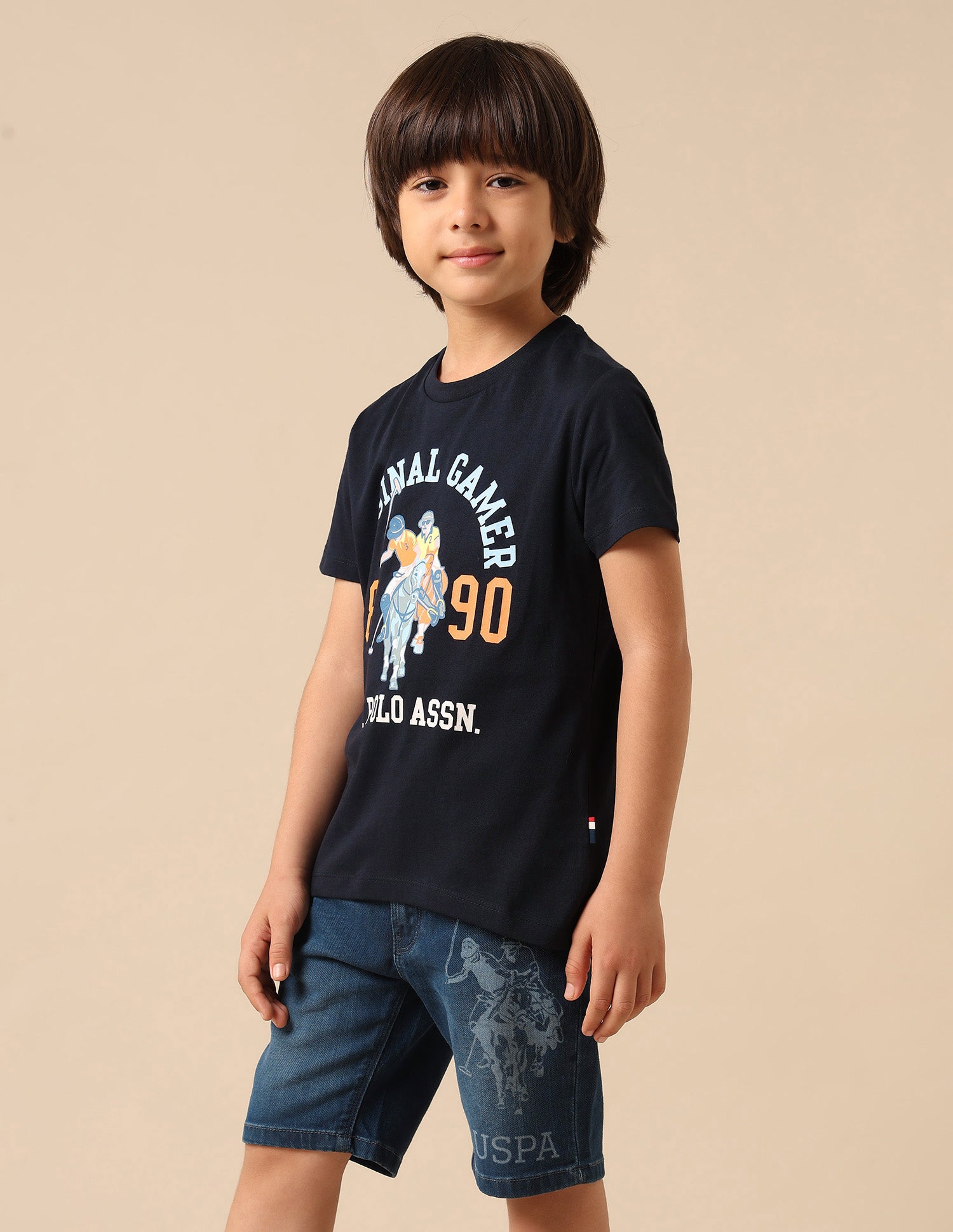 Boys Pure Cotton Graphic Brand Printed T Shirt Navy - U.S. POLO ASSN. | Large