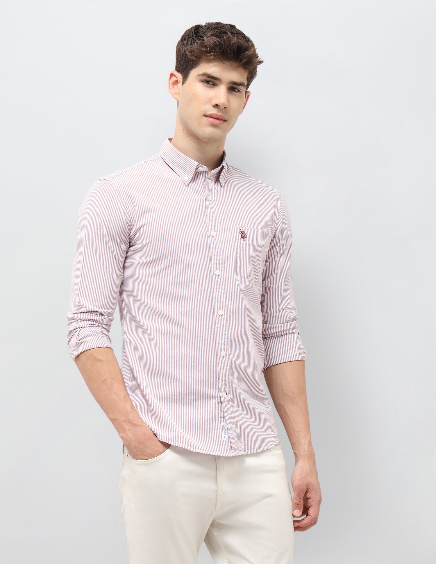 Vertical Striped Oxford Shirt Pink - U.S. Polo Assn. India | Large