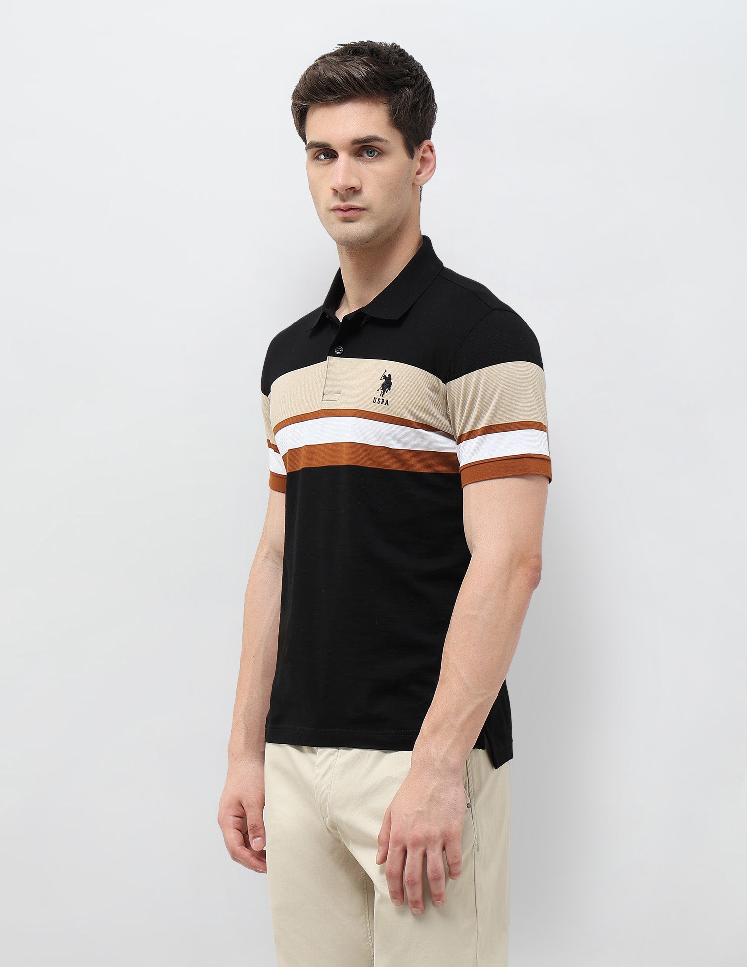 Colourblocked Slim Fit Polo Shirt Black - U.S. POLO ASSN. | Large