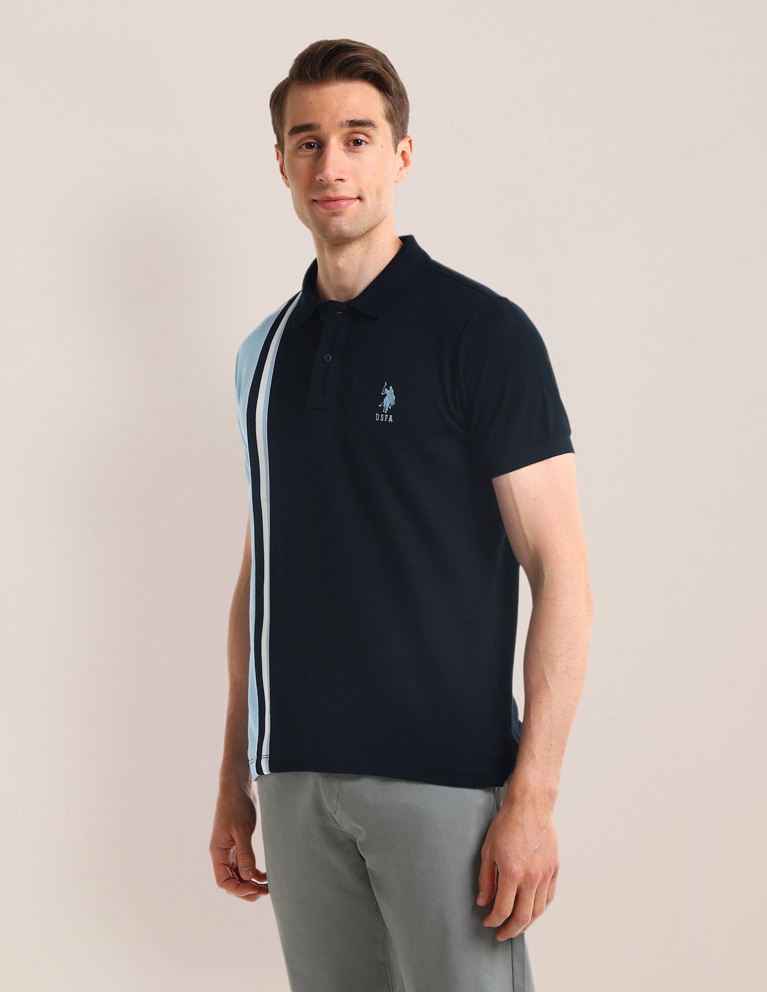 Colour Blocked Slim Fit Polo Shirt Navy - U.S. Polo Assn. India | Large