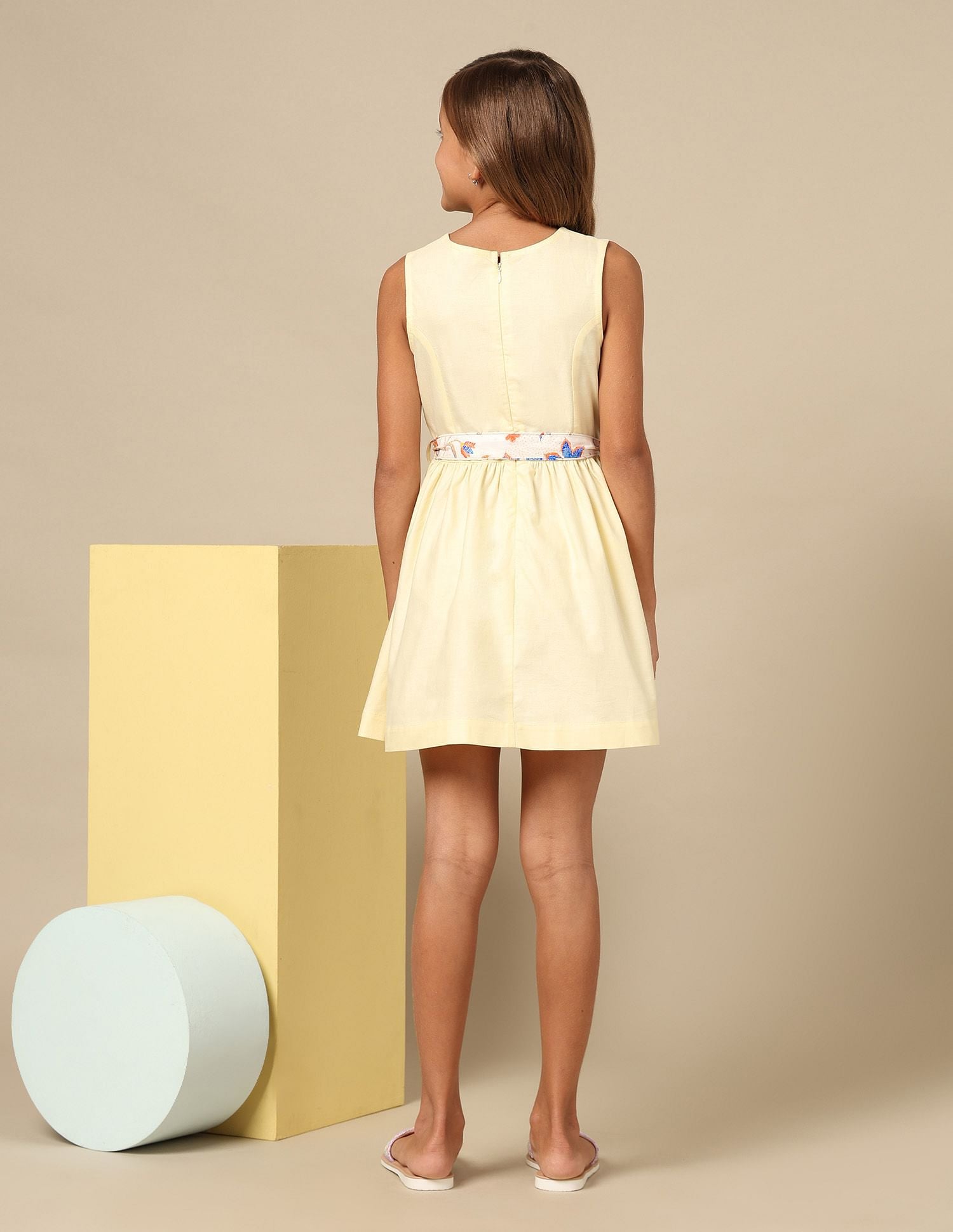 Girls Belted Fit And Flare Dress Yellow - U.S. POLO ASSN. | Large