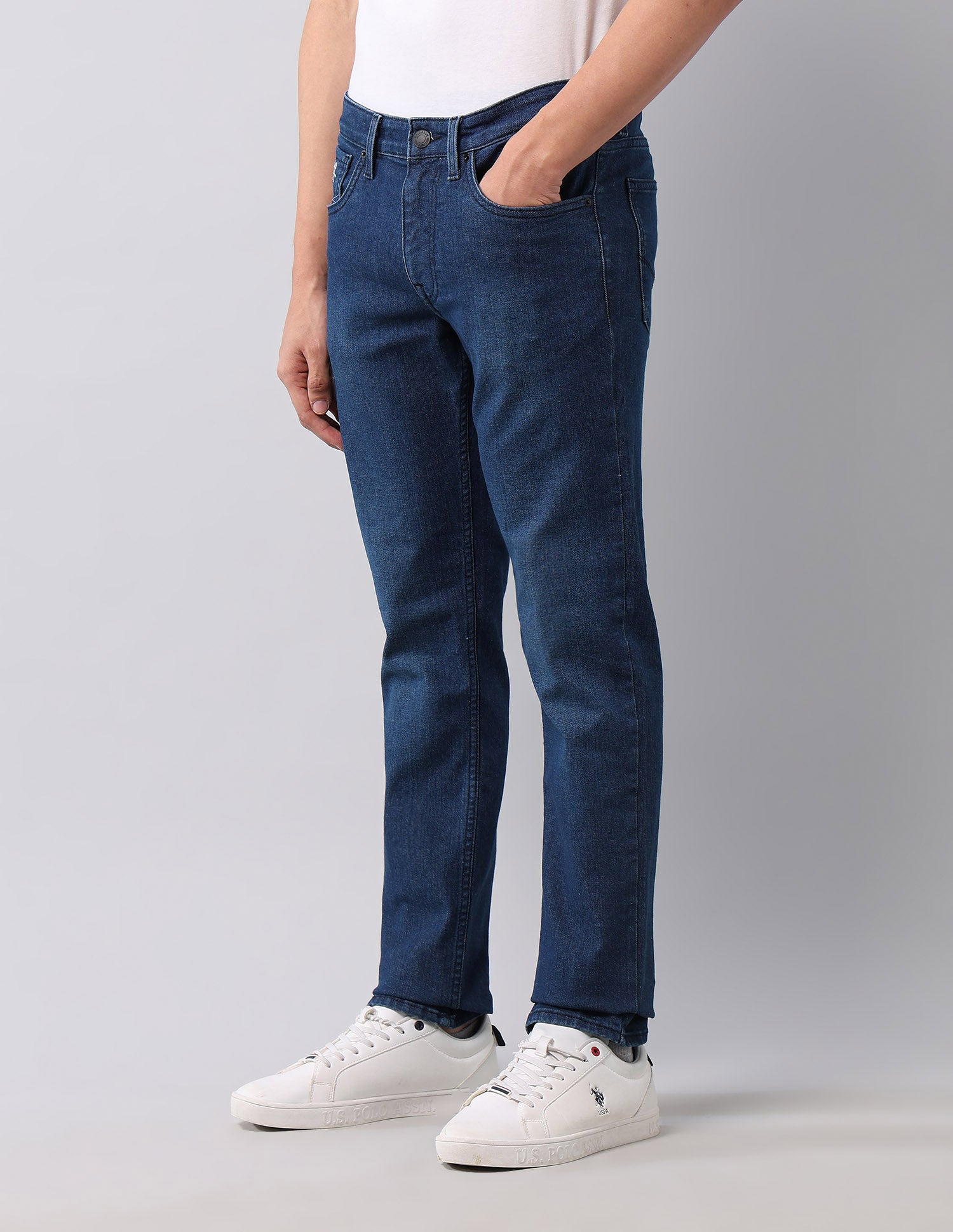 Brandon Slim Tapered Fit Blue Jeans Med Blue - U.S. POLO ASSN. | Large