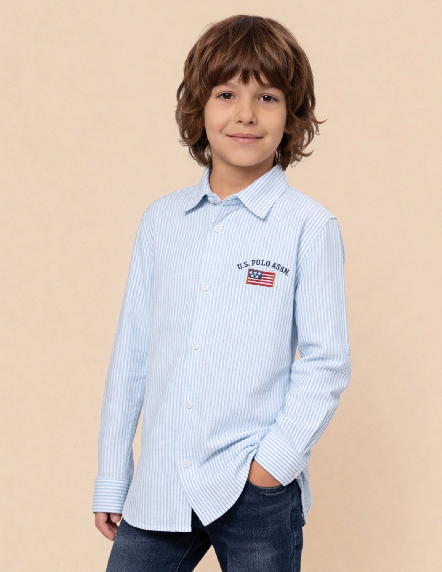 Vertical Striped Oxford Shirt Blue - U.S. Polo Assn. India | Large