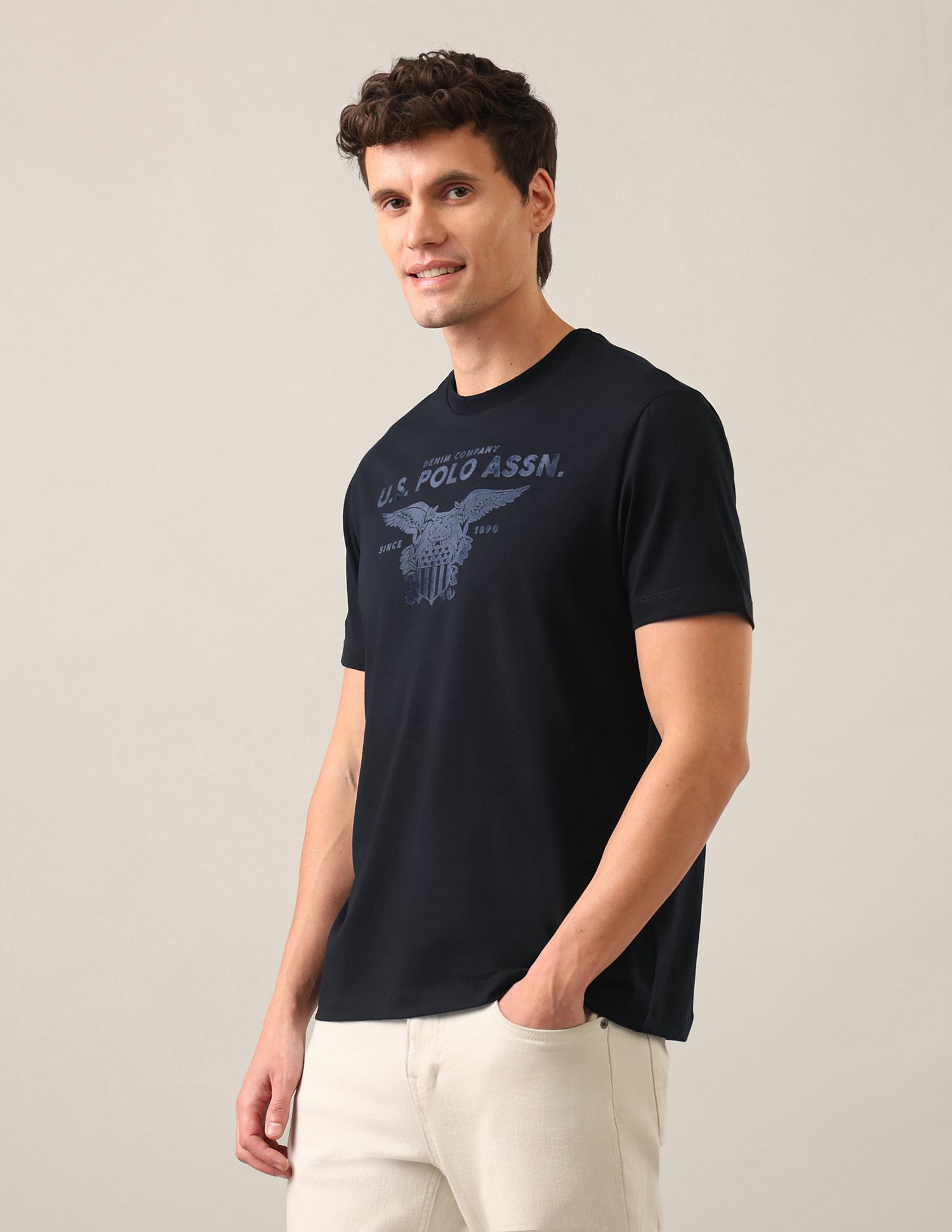 Graphic Brand Printed Slim Fit T-Shirt Navy - U.S. Polo Assn. India | Large