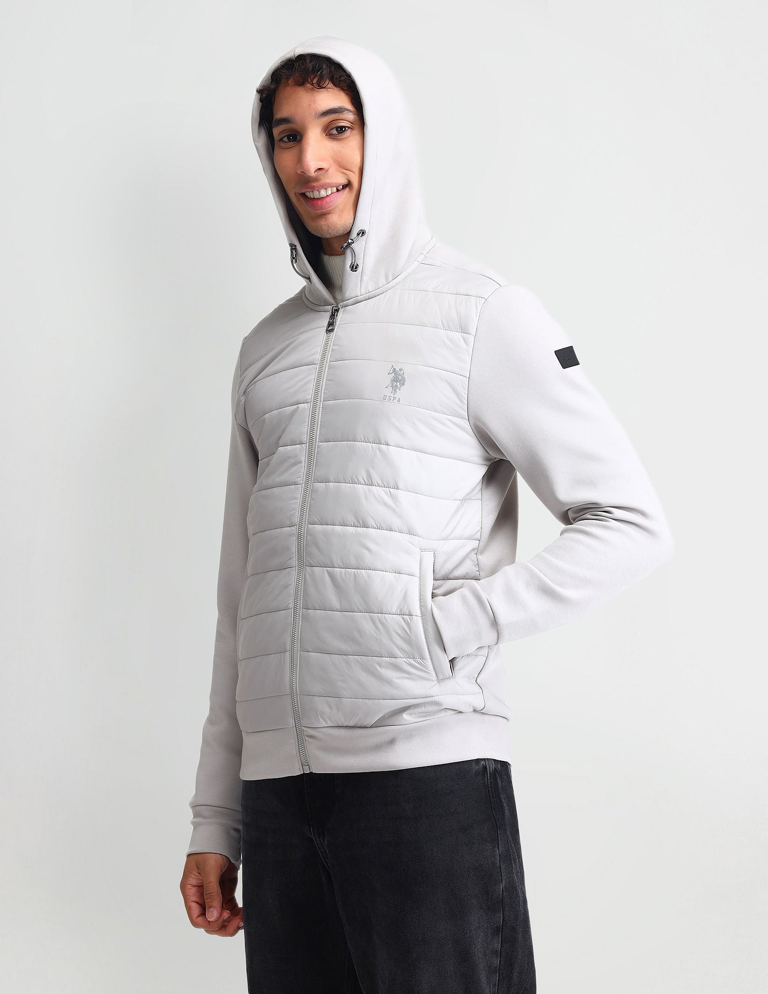 Hooded Padded Bomber Jacket Fog - U.S. POLO ASSN. | Large