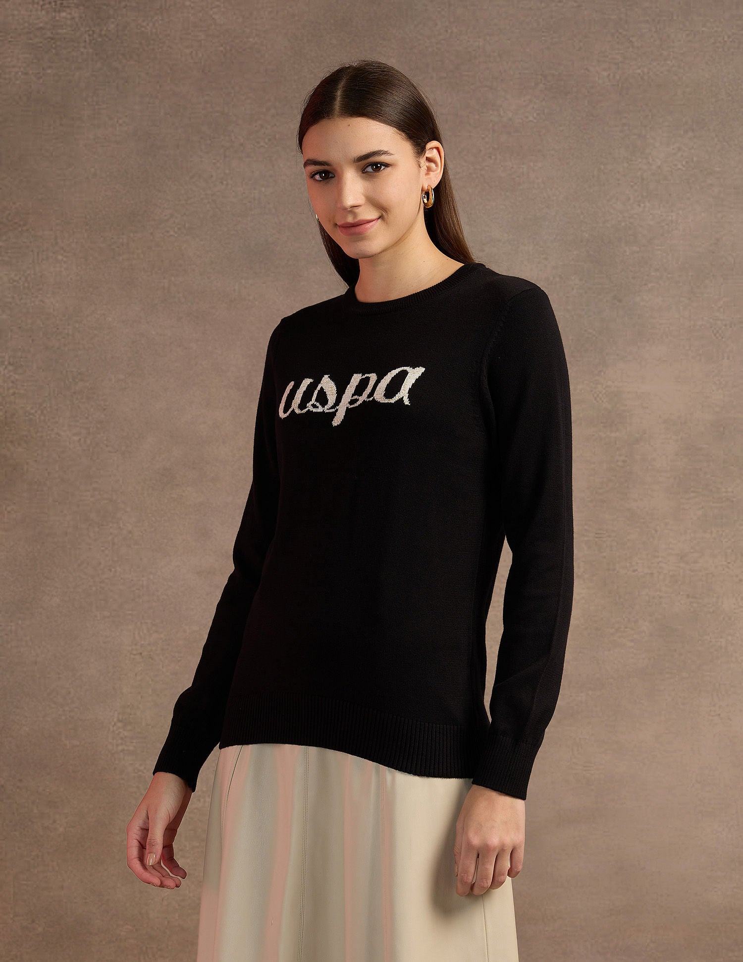 Lurex Embroiderd Cotton Sweater Wine - U.S. Polo Assn. India | Large