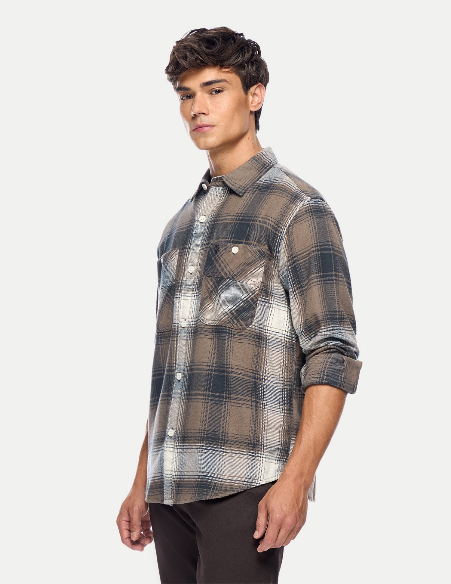 Checked Regular Fit Shacket Khaki - U.S. Polo Assn. India | Large