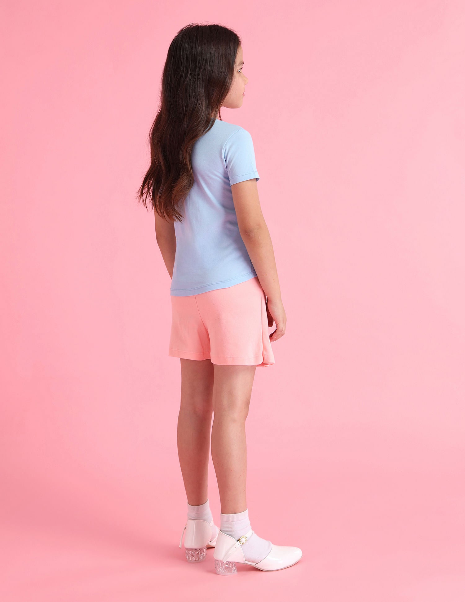 Girls Logo Crew Neck T-Shirt Light Blue - U.S. Polo Assn. India | Large