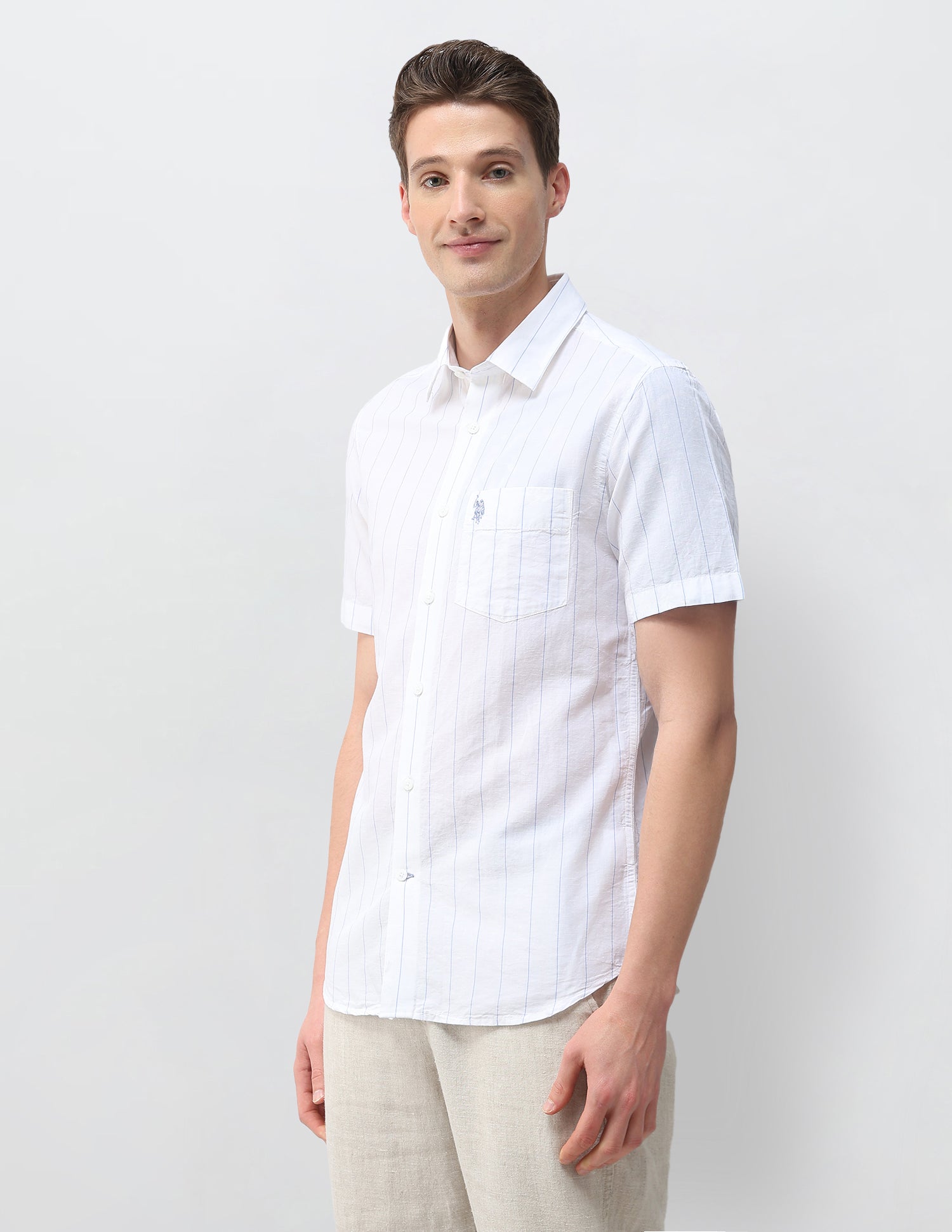 Vertical Striped Regular Fit Shirt Blue - U.S. Polo Assn. India | Large