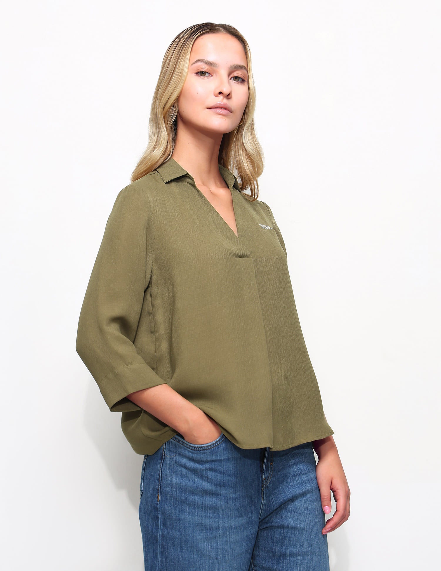Textured Knotch Collar Top Green - U.S. Polo Assn. India | Large