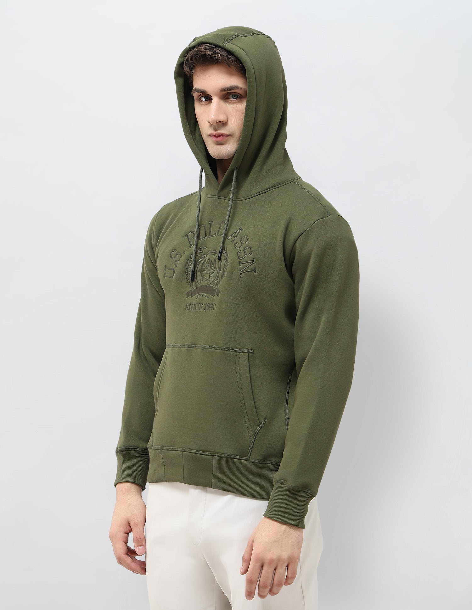 Brand Embroidered Hooded Sweatshirt Olive - U.S. POLO ASSN. | Large