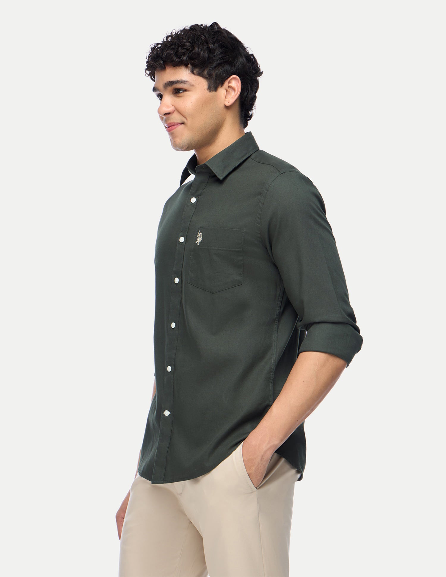 Cotton Dobby Shirt Dark Green - U.S. Polo Assn. India | Large