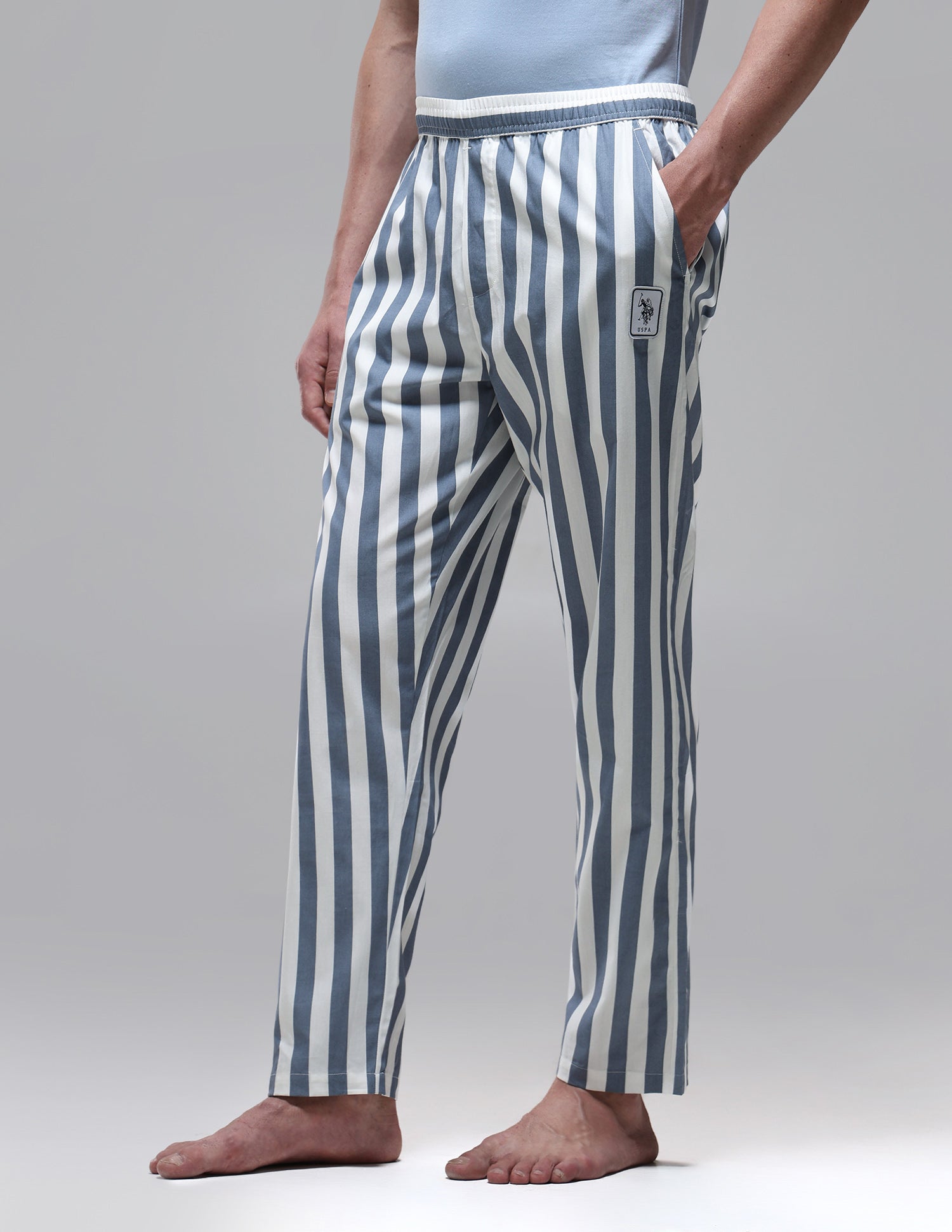 Vertical Striped Mid Rise OELP1 Lounge Pants Flint Stone - U.S. Polo Assn. India | Large