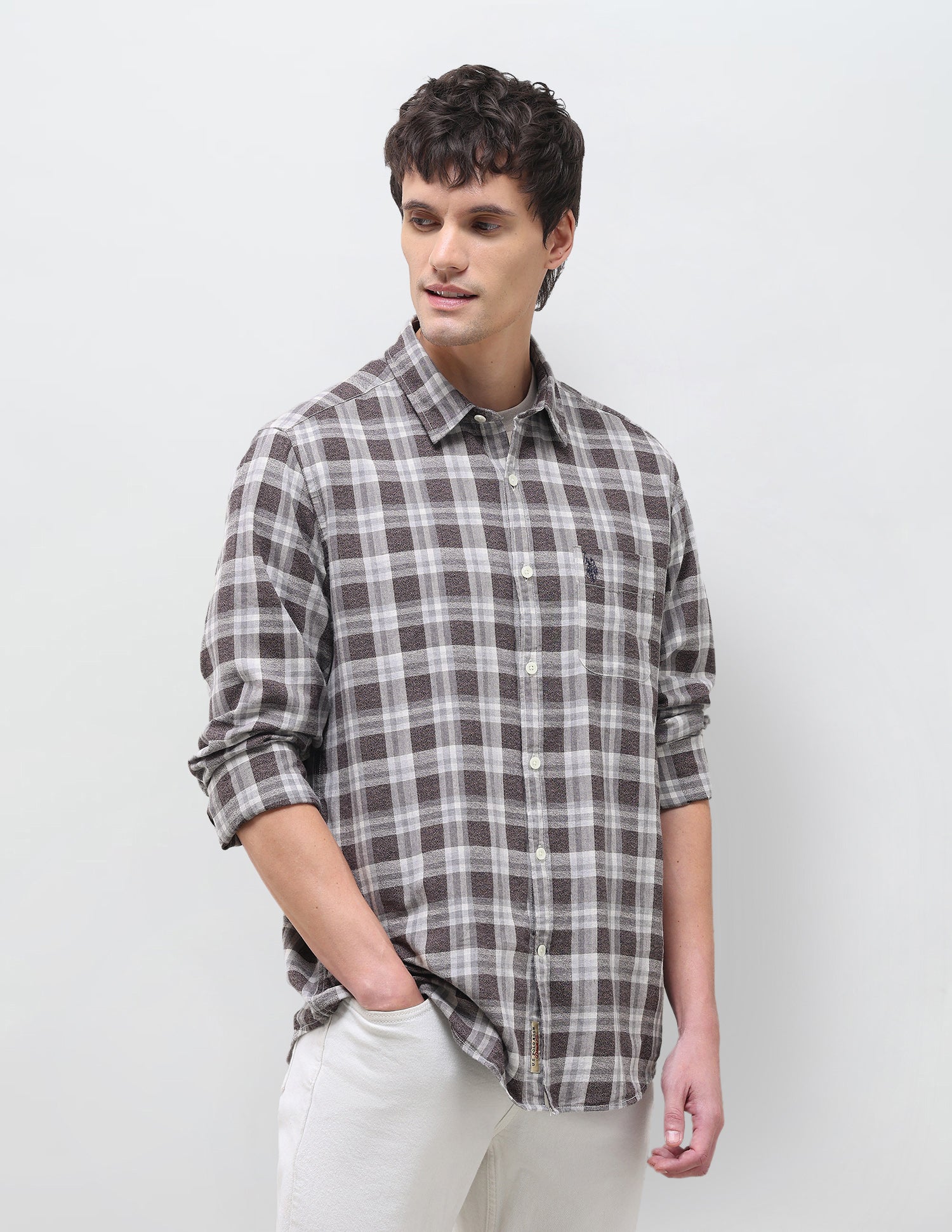 Tartan Checked Regular Fit Shirt Brown - U.S. Polo Assn. India | Large