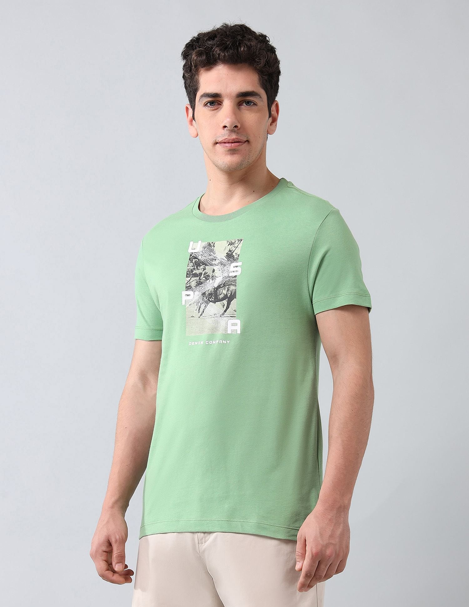 Muscle Fit Brand Printed T-Shirt Green - U.S. Polo Assn. India | Large