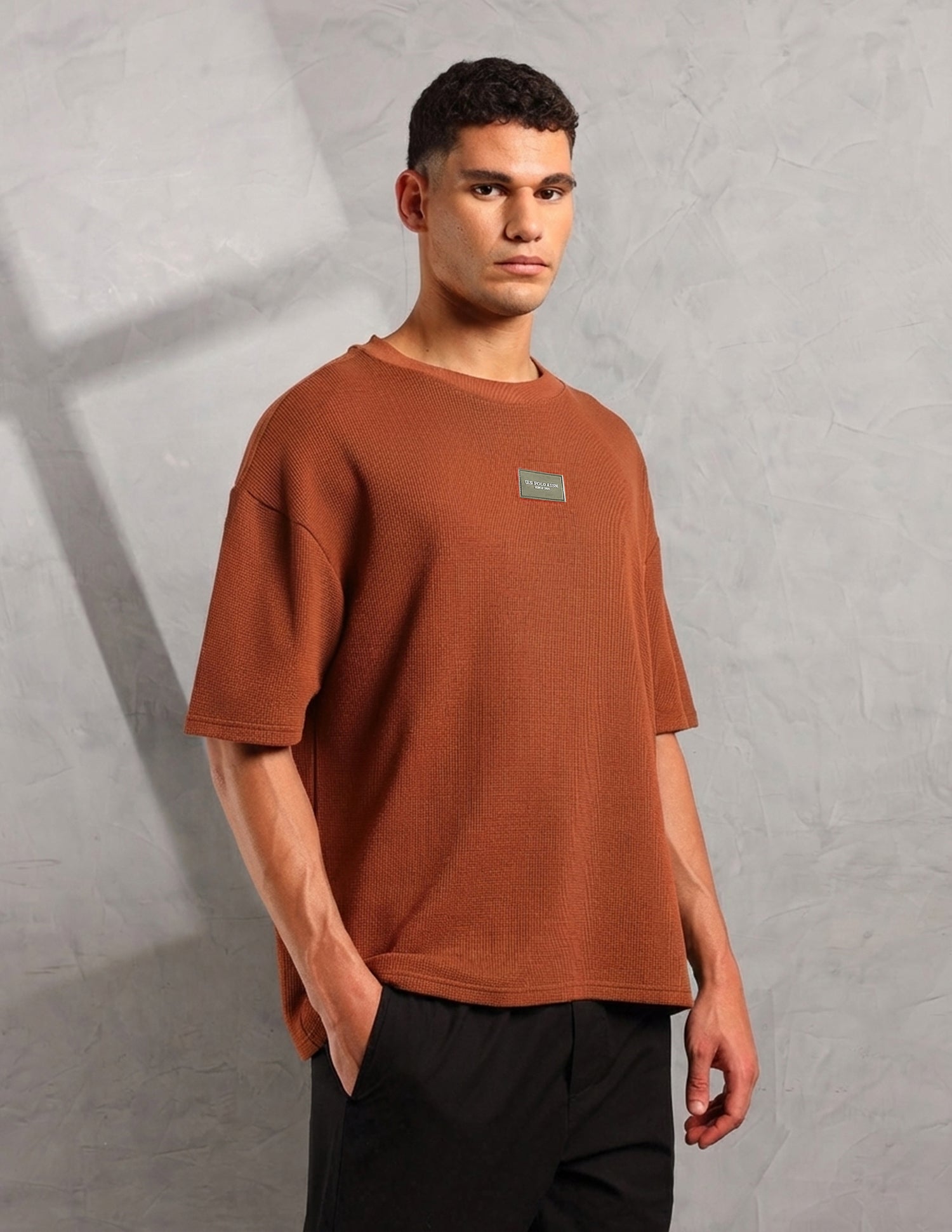 Oversized Fit Cotton PE001 Lounge T-Shirt - Pack Of 1 Rust - U.S. Polo Assn. India | Large