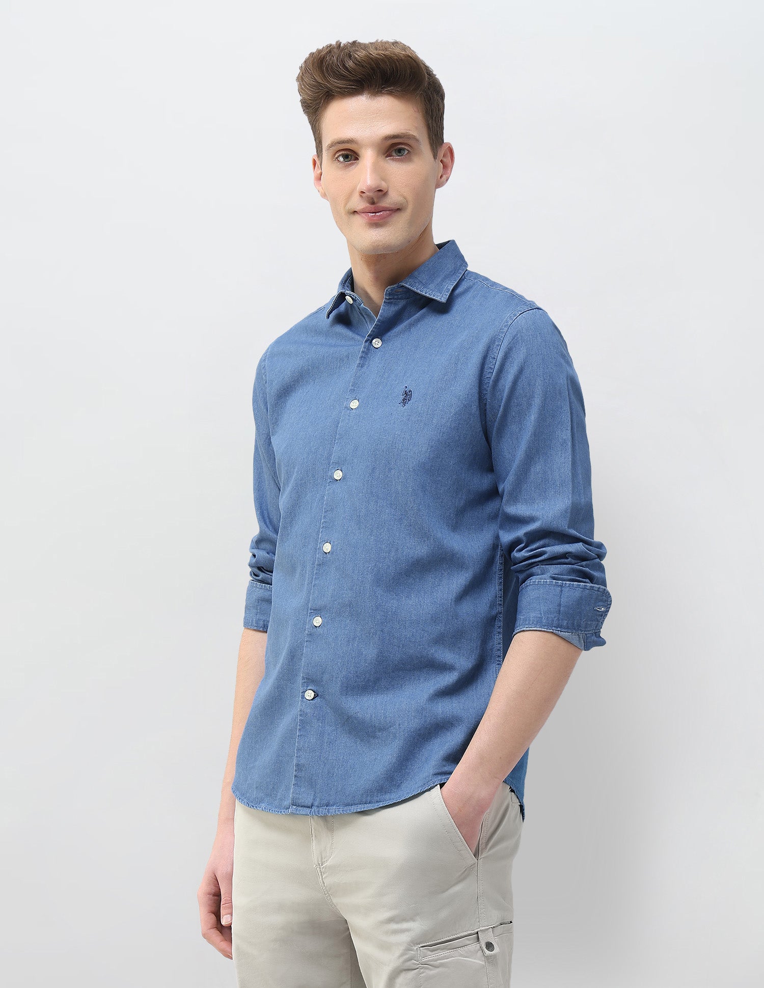 Twill Motel On The Coast Shirt Indigo - U.S. Polo Assn. India | Large