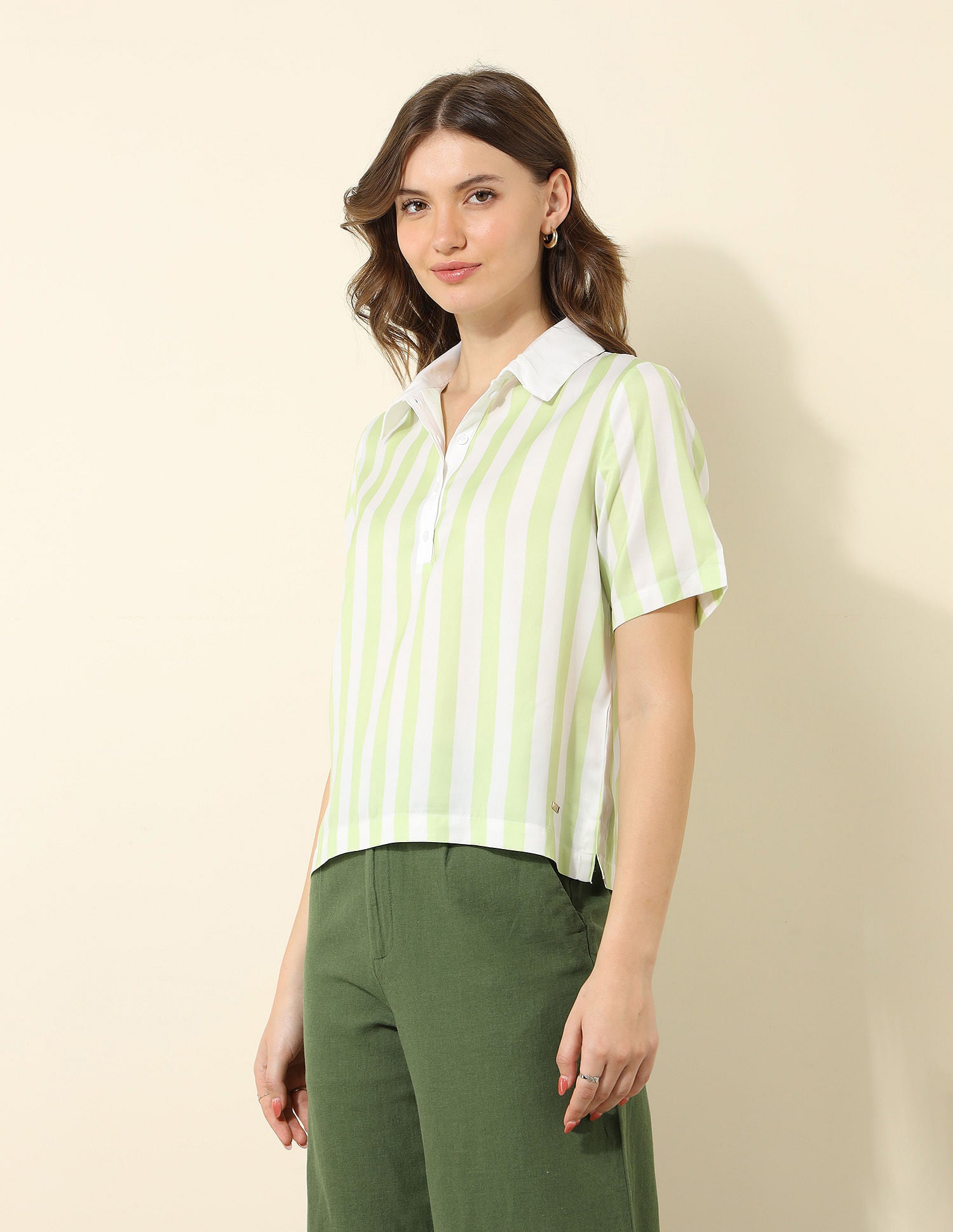 Vertical Striped Polo Top Lime Green - U.S. POLO ASSN. | Large