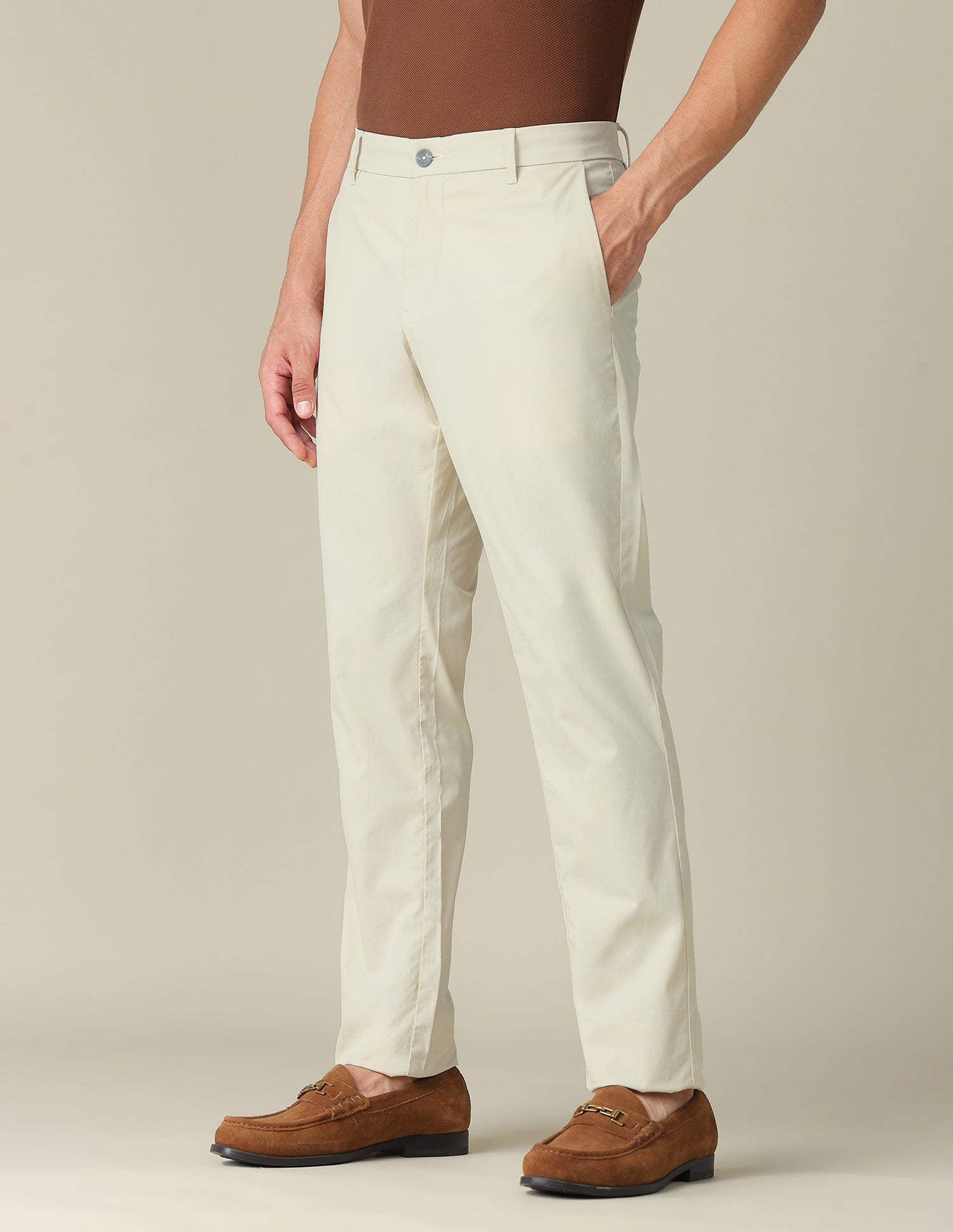 Solid Denver Slim Fit Trousers Stone - U.S. POLO ASSN. | Large