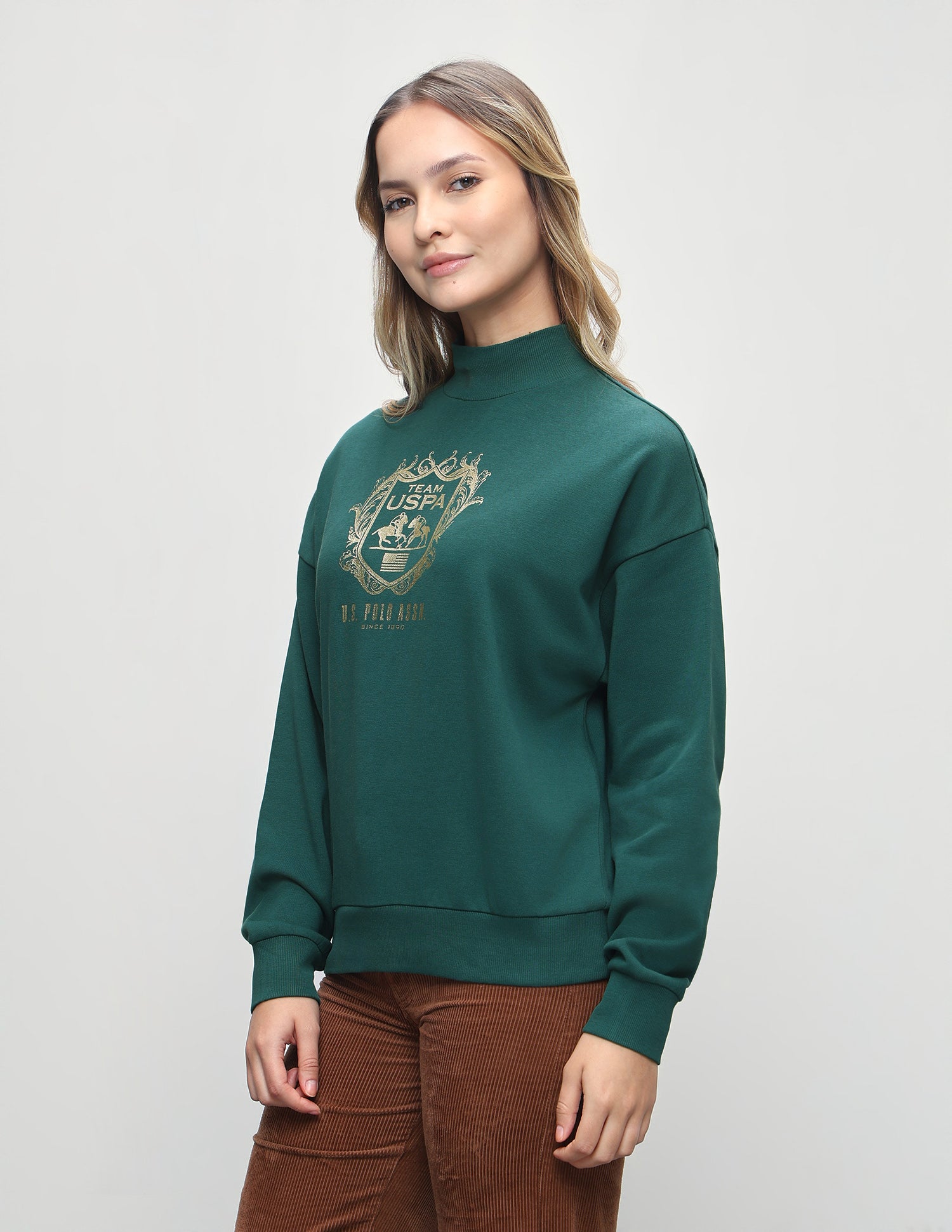Brand Printed Oversized Fit Sweatshirt Dark Green - U.S. Polo Assn. India | Large