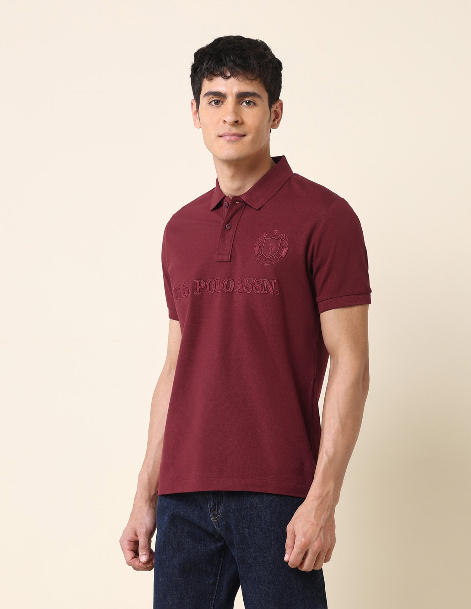 Brand Embroidered Classic Polo Shirt Maroon - U.S. Polo Assn. India | Large
