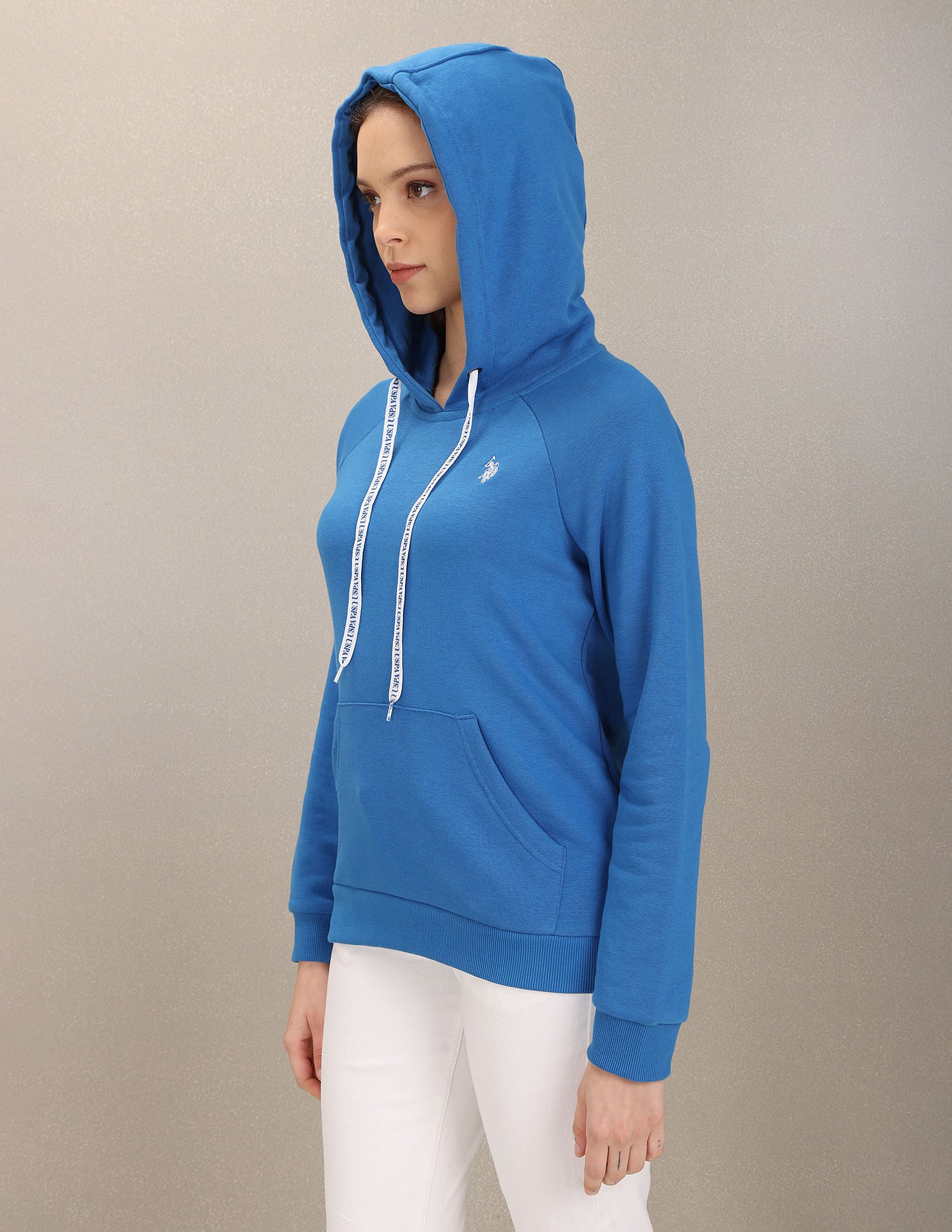 Solid Hooded Sweatshirt Blue - U.S. POLO ASSN. | Large