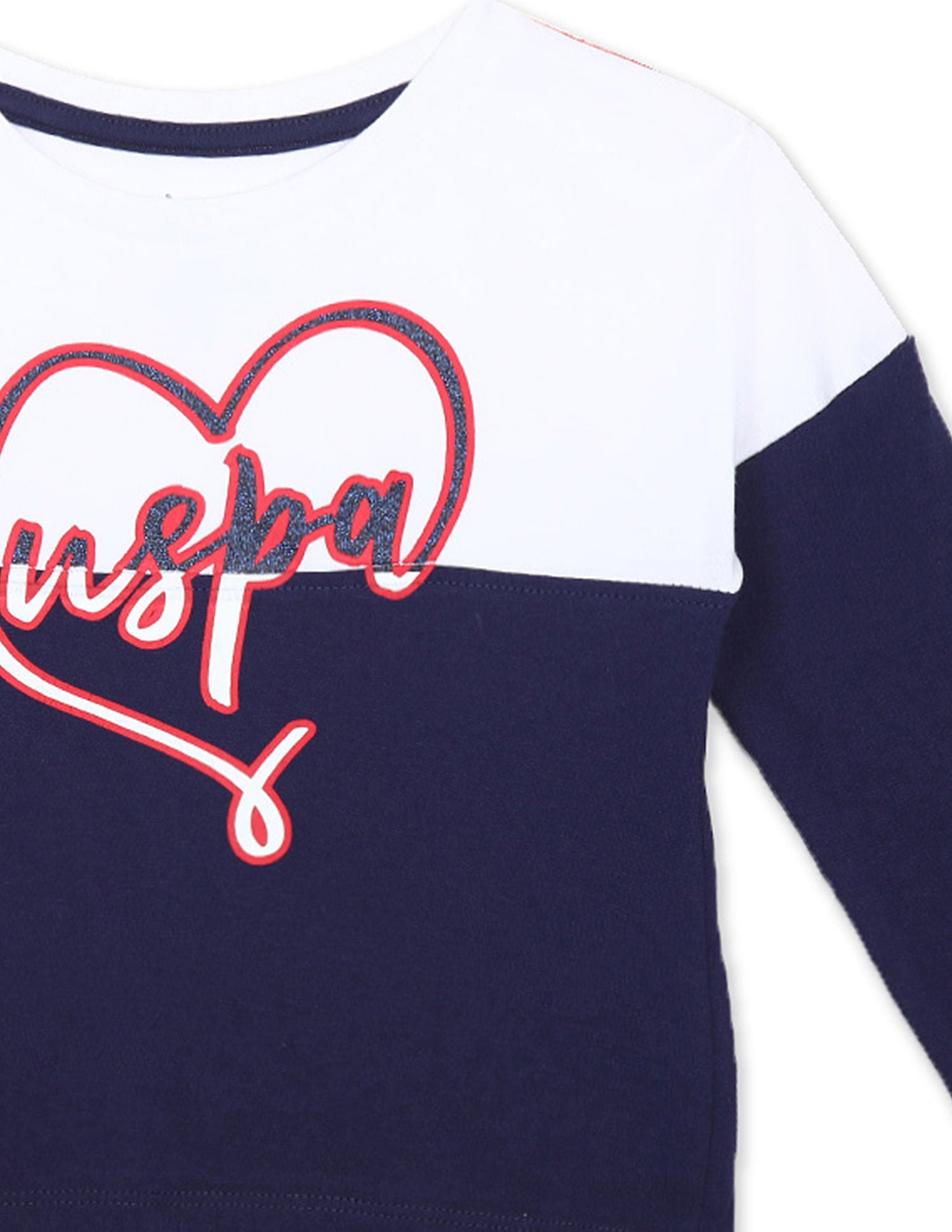 Long Sleeve Colour Block T-Shirt White and Navy - U.S. POLO ASSN. | Large