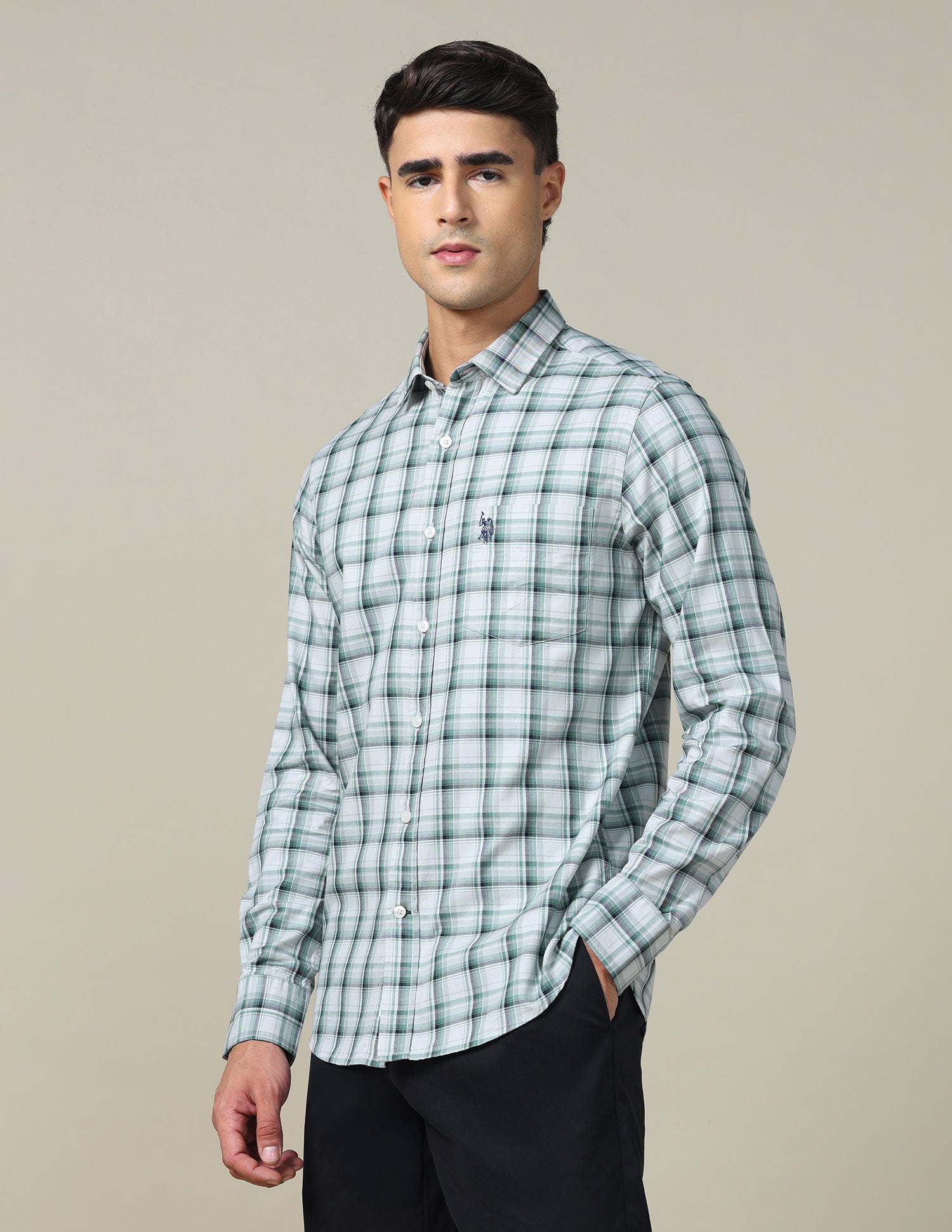 Twill Plaid Checked Shirt Green - U.S. POLO ASSN. | Large