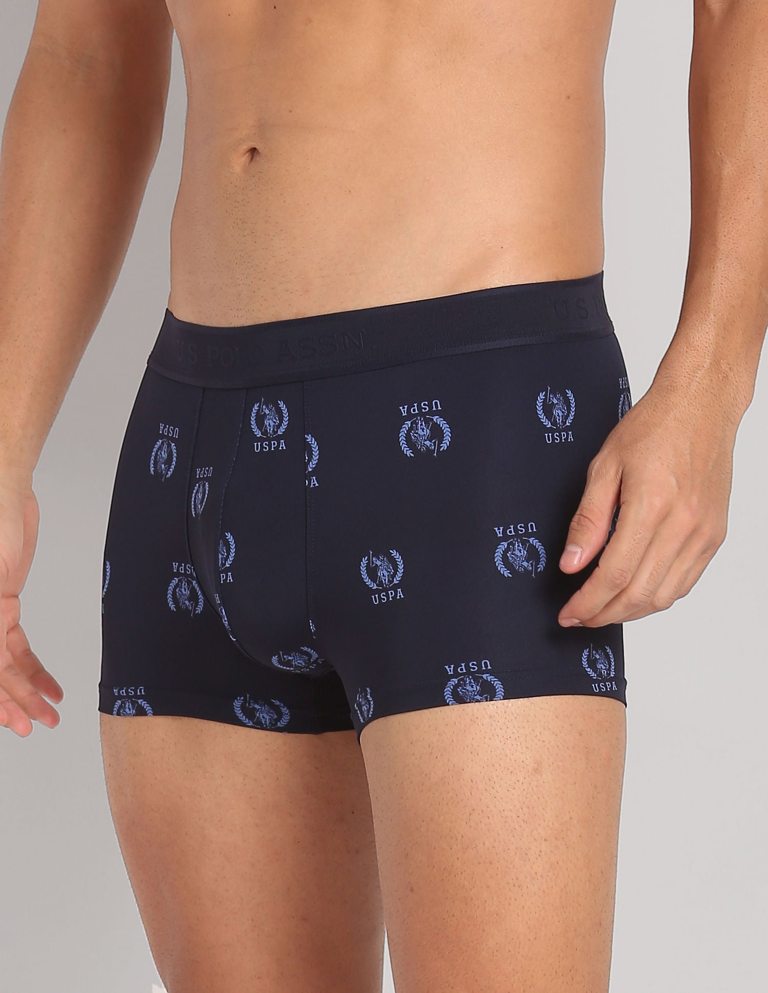 Nylon Stretch Printed AT002 Active Trunks - Pack Of 1 Navy - U.S. POLO ASSN. | Large