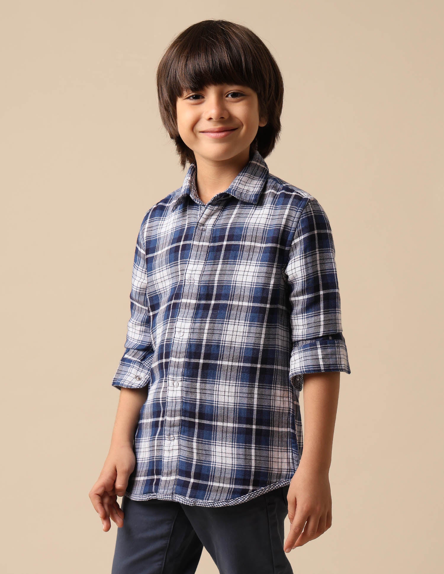 Boys All Over Printed Regular Fit Shirt Dark Blue - U.S. POLO ASSN. | Large
