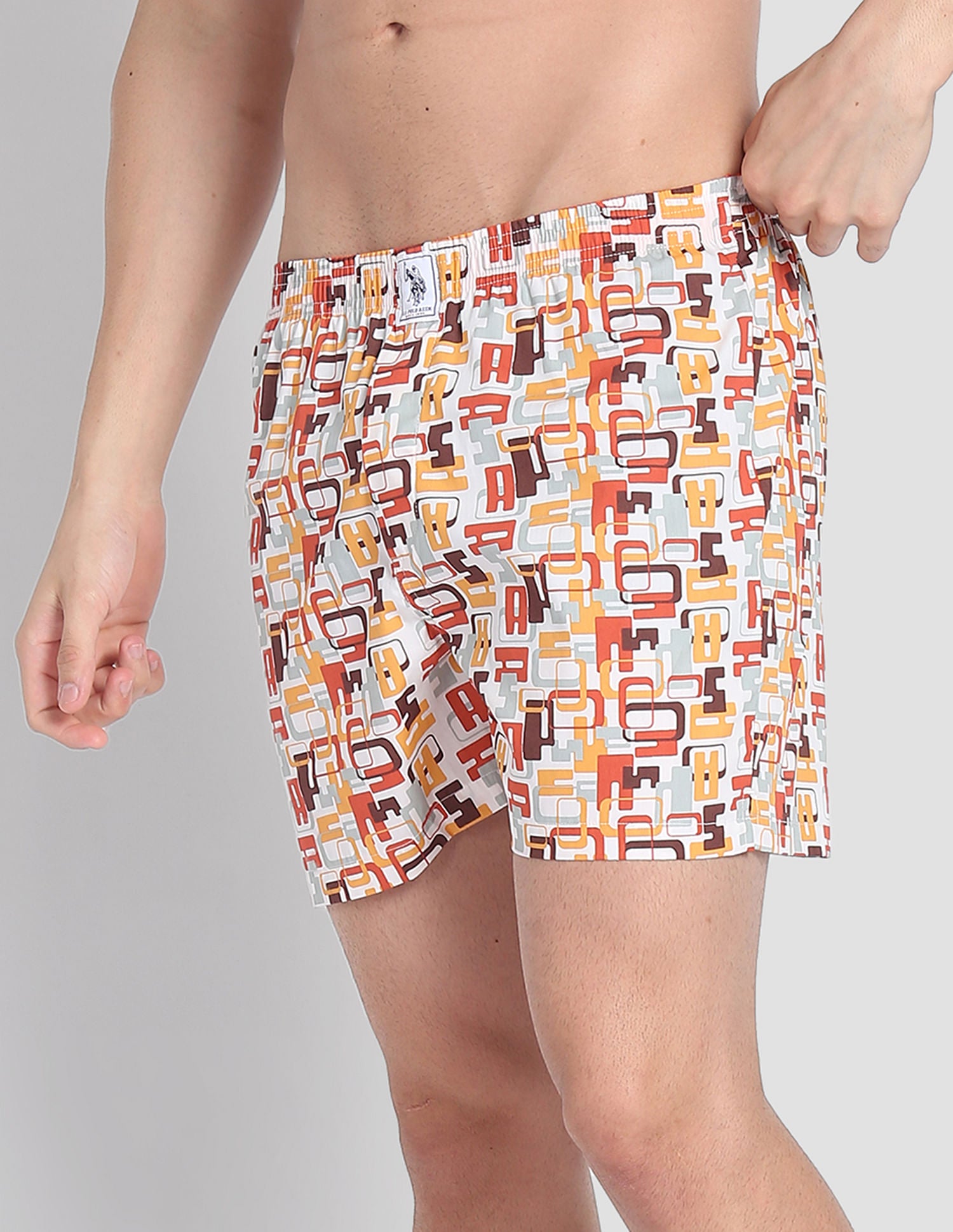 Back Pocket All Over Print IYAC Boxers - Pack Of 1 White and Rust - U.S. POLO ASSN. | Large