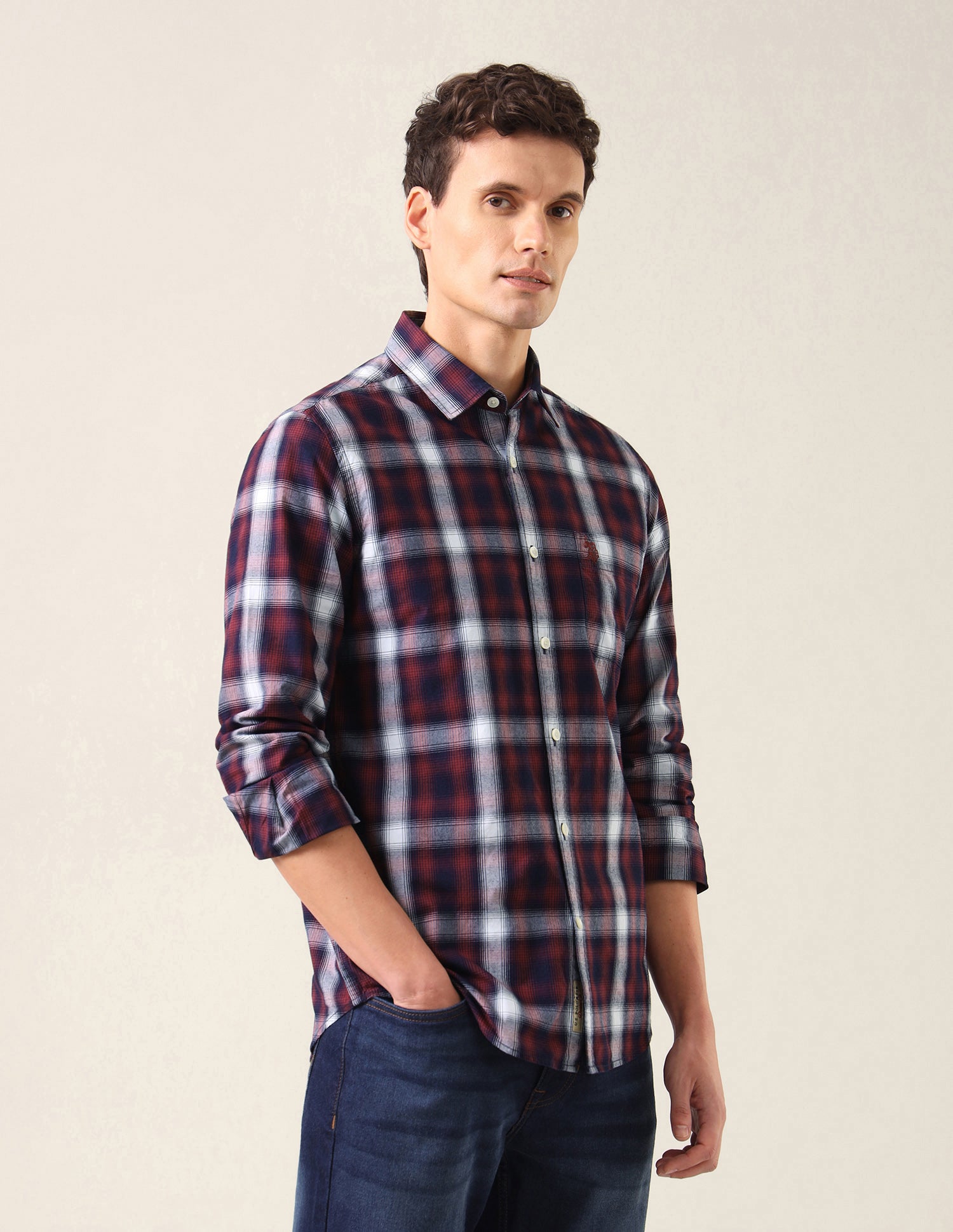 Plaid Checked Twill Shirt Red - U.S. Polo Assn. India | Large