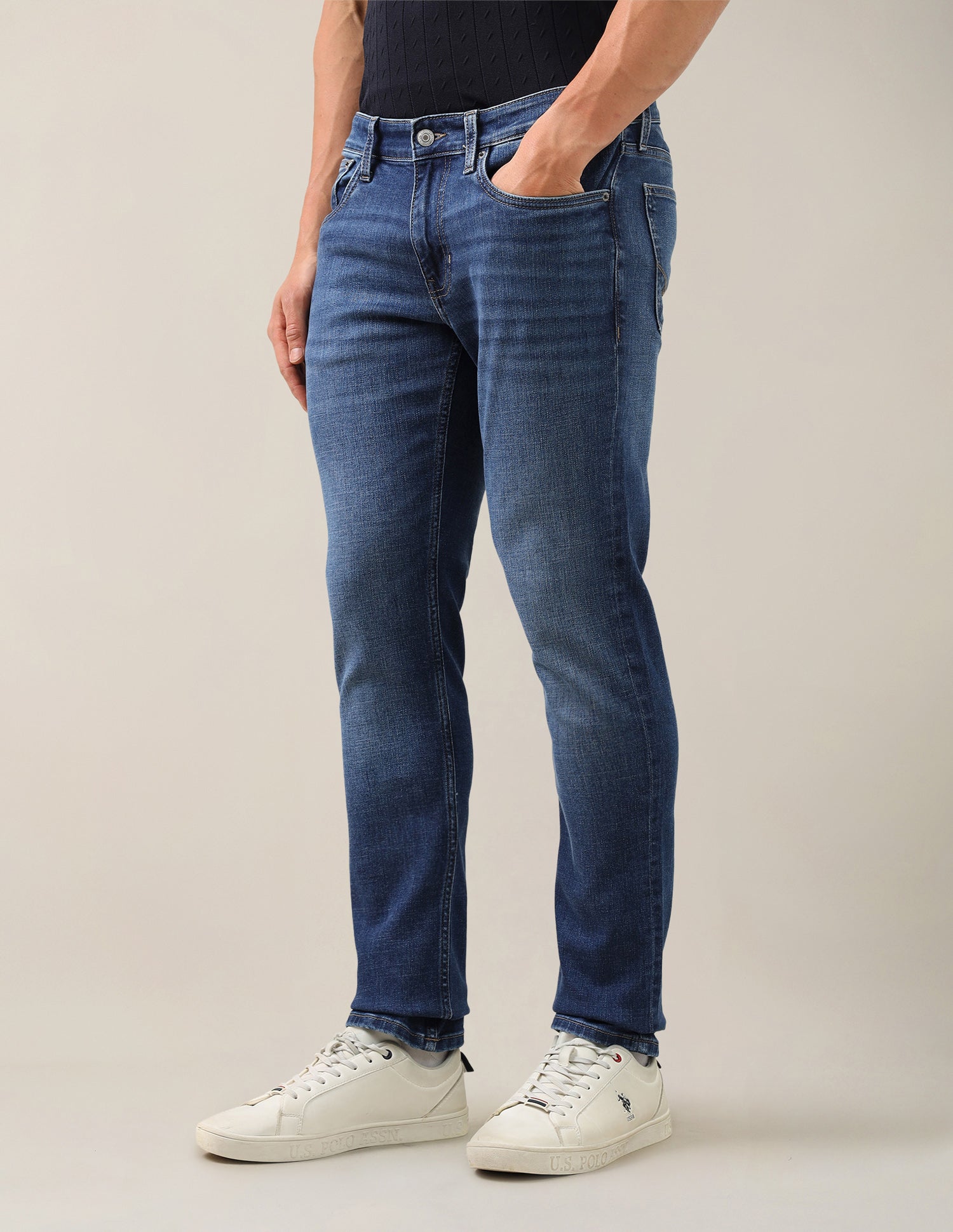 Brandon Slim-Tapered Fit Blue Jeans Mid Blue - U.S. Polo Assn. India | Large