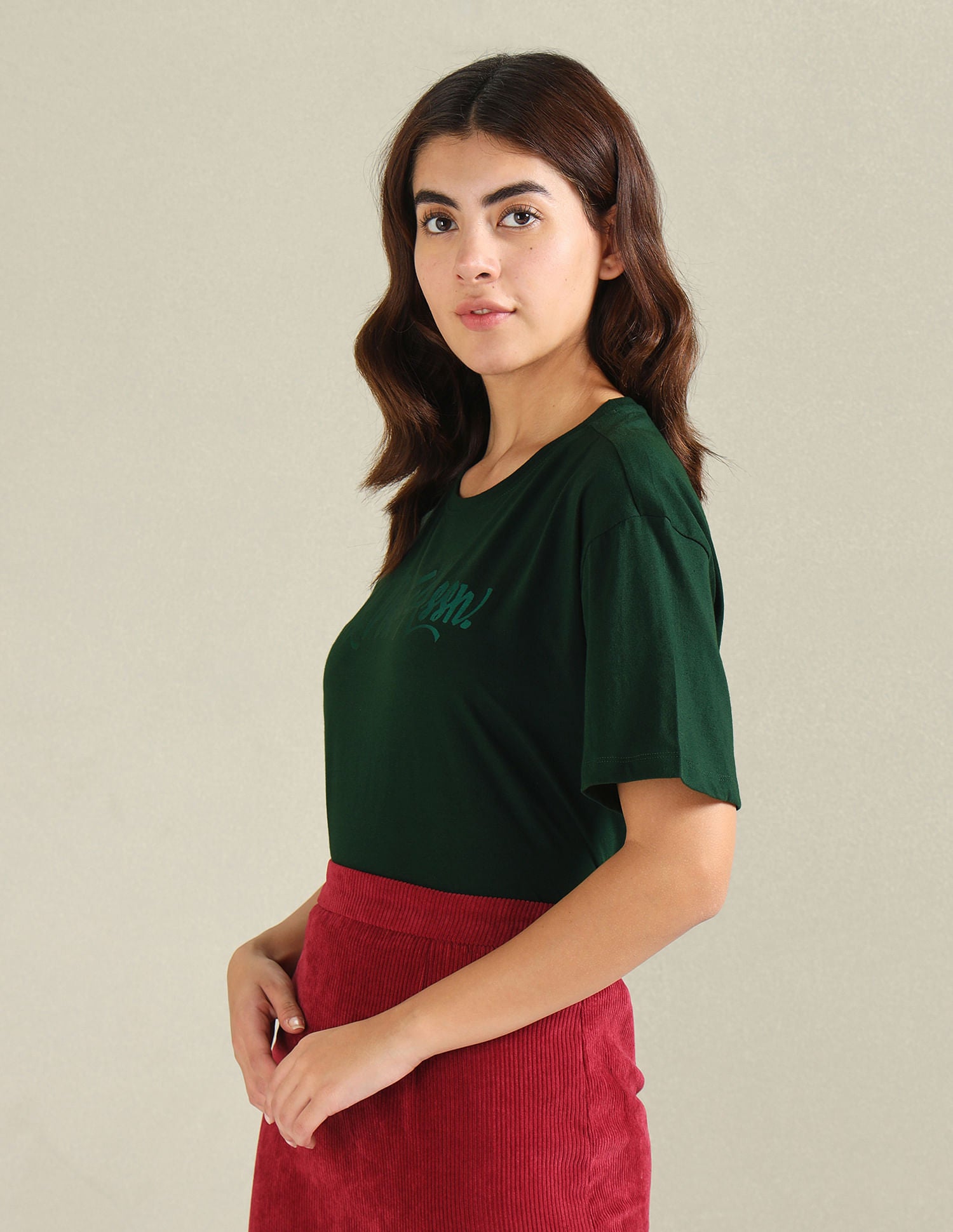 Tonal Logo Cotton Boyfriend T-Shirt Green - U.S. POLO ASSN. | Large