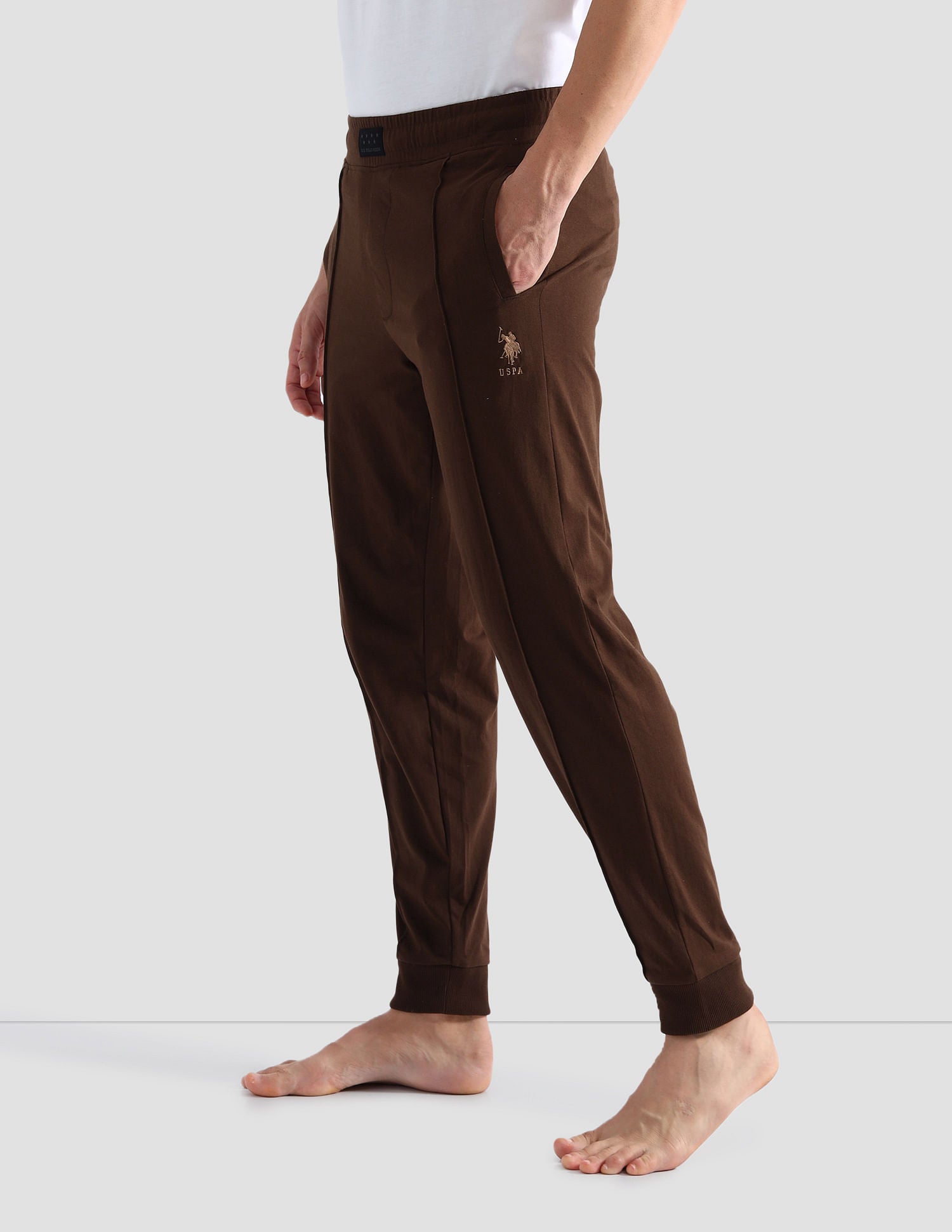 Solid Comfort Fit OJ006 Lounge Joggers - Pack Of 1 Brown Tint - U.S. POLO ASSN. | Large