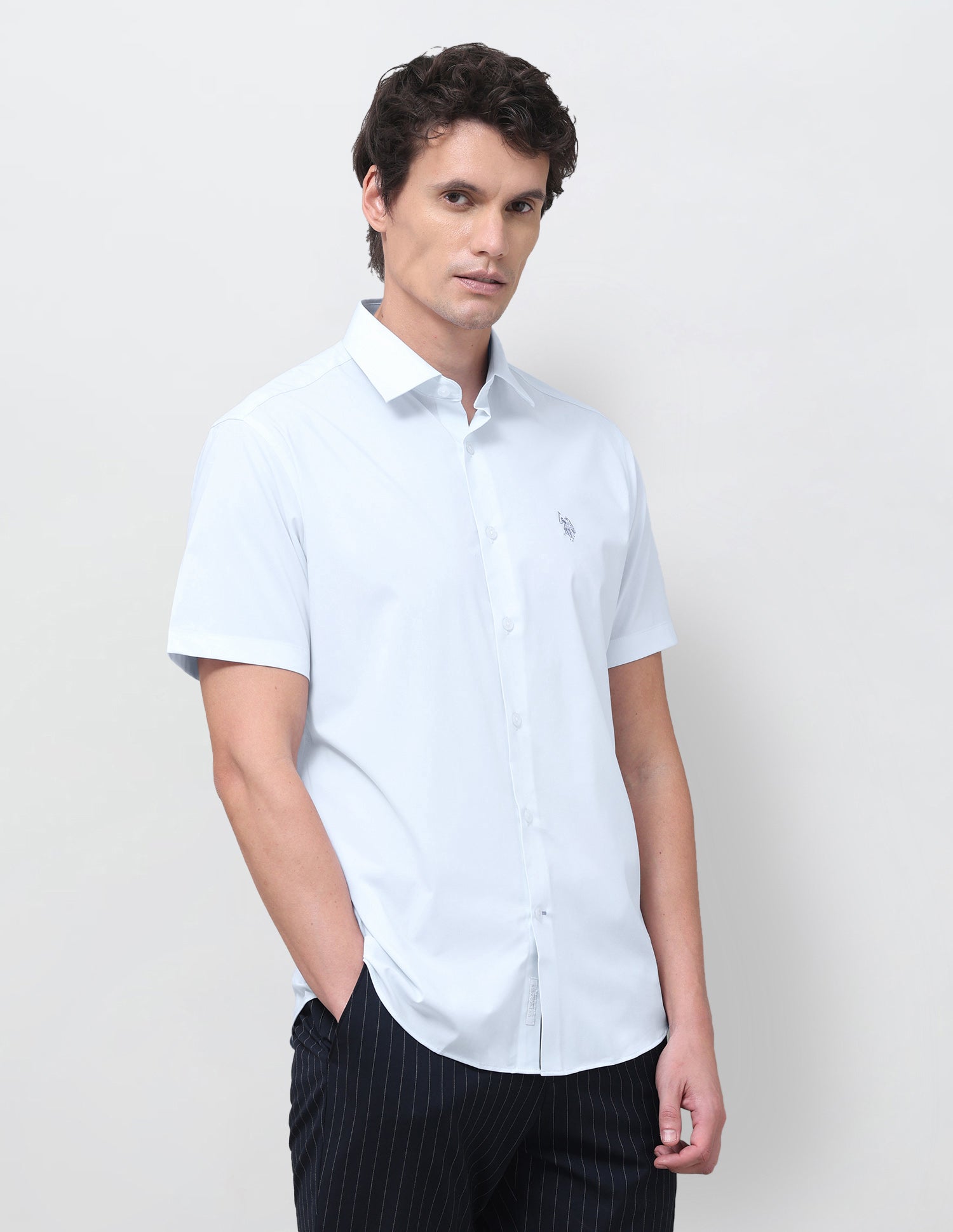 Solid Regular Fit Shirt Light Blue - U.S. Polo Assn. India | Large