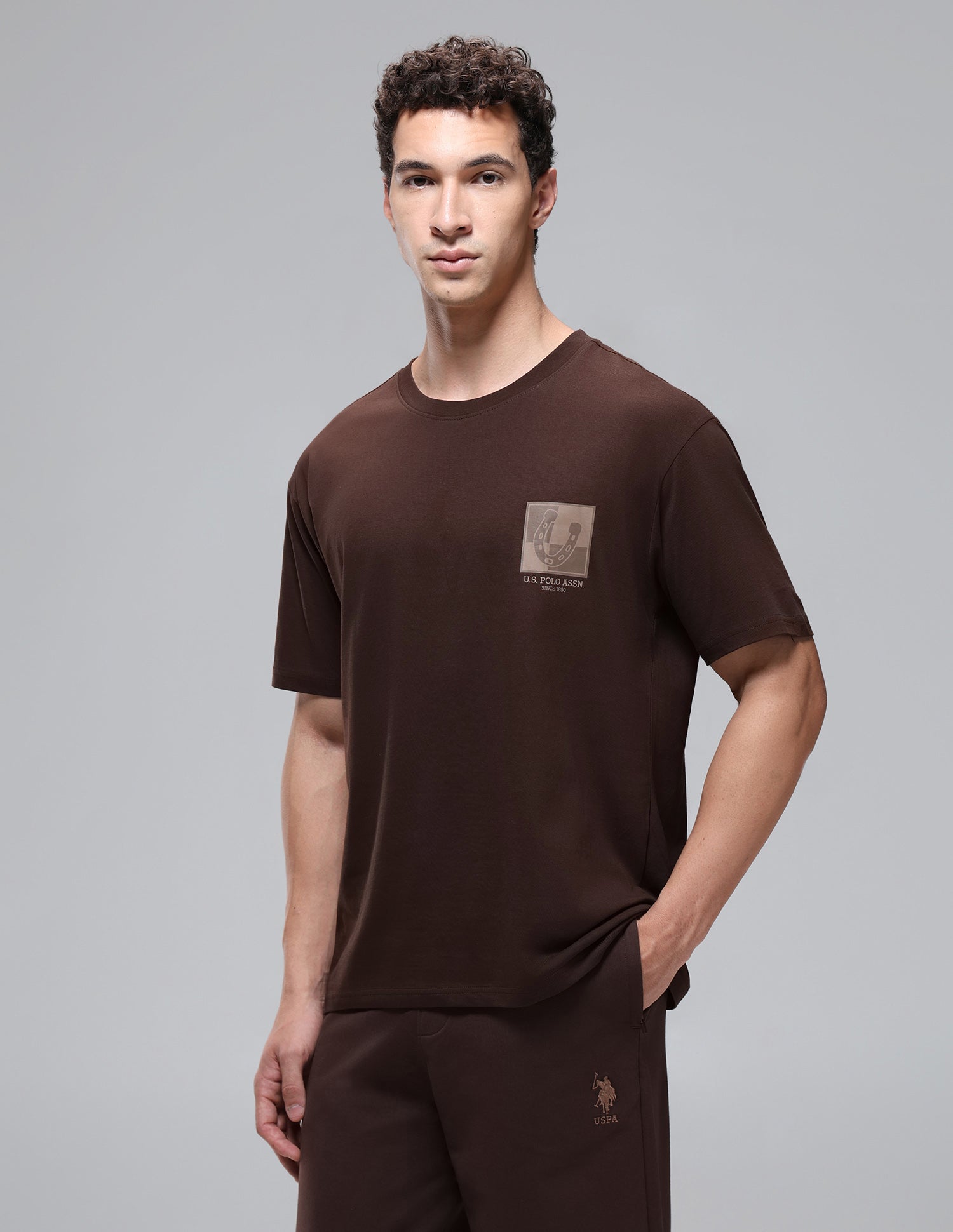 Breathable Regular Comfort Fit OEE15 Lounge T-Shirt Java - U.S. Polo Assn. India | Large
