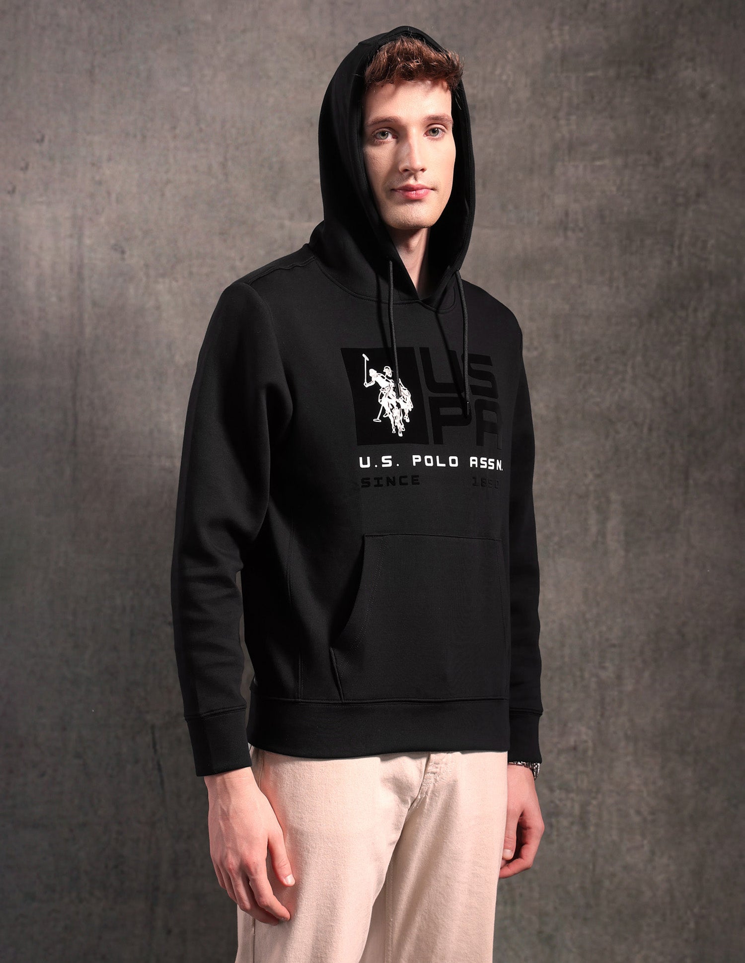 Brand Printed Black & Gold Sweatshirt Black - U.S. POLO ASSN. | Large