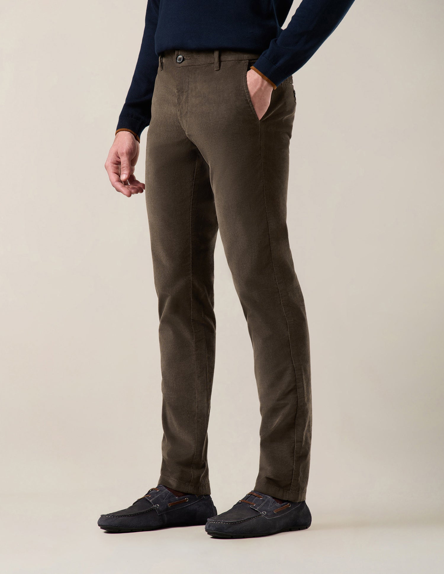 Denver Slim Fit Corduroy Trousers Dark Brown - U.S. Polo Assn. India | Large