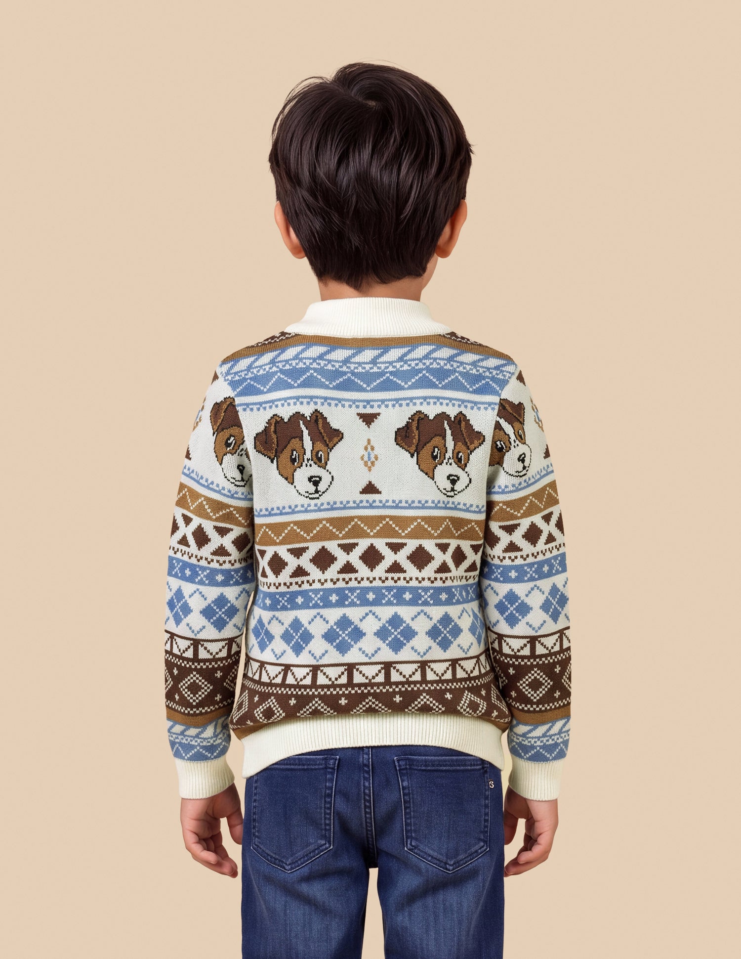 Geometric Patterned Knit Regular Fit Sweater Off White - U.S. Polo Assn. India | Large