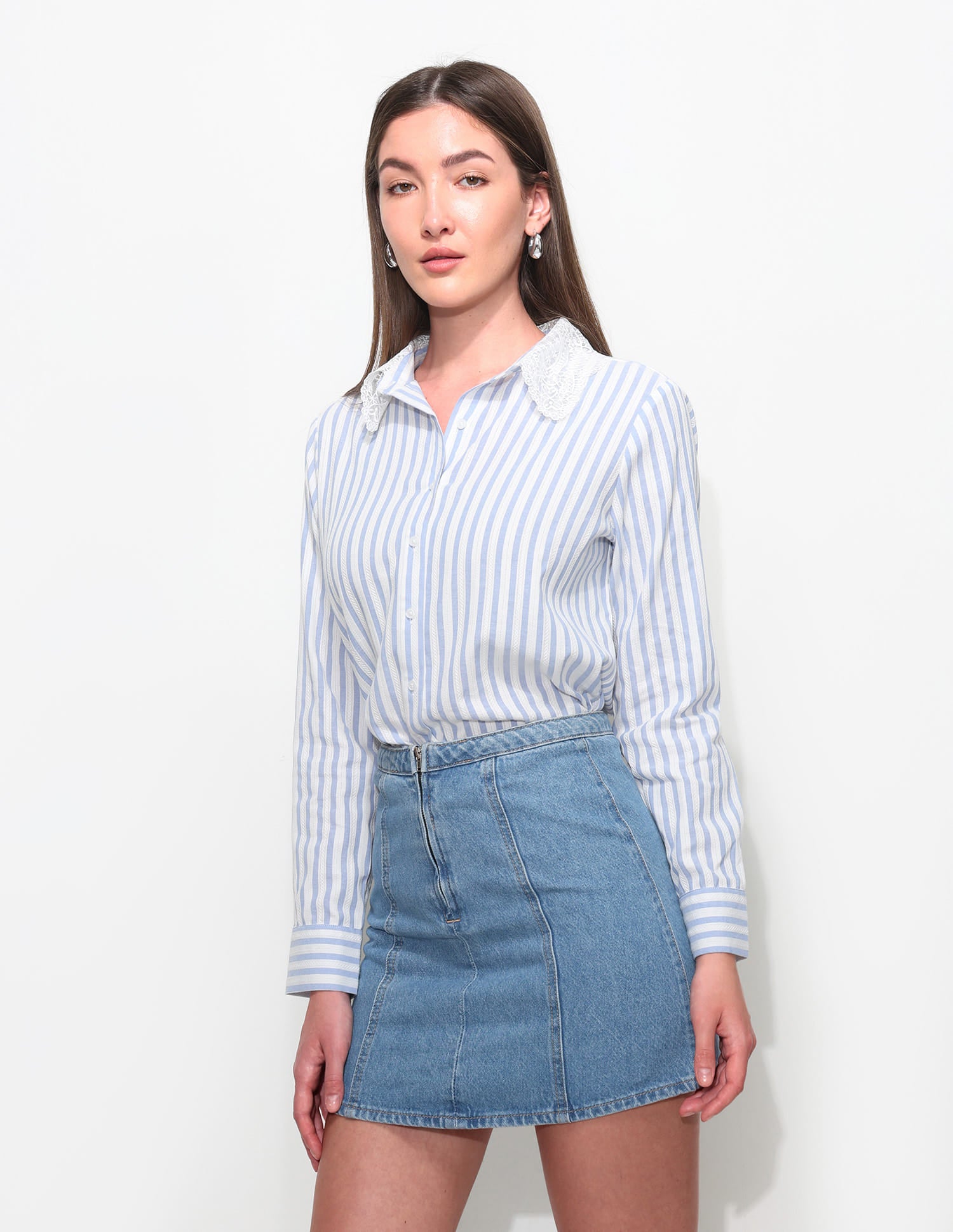 Vertical Striped Textured Shirt Blue - U.S. Polo Assn. India | Large