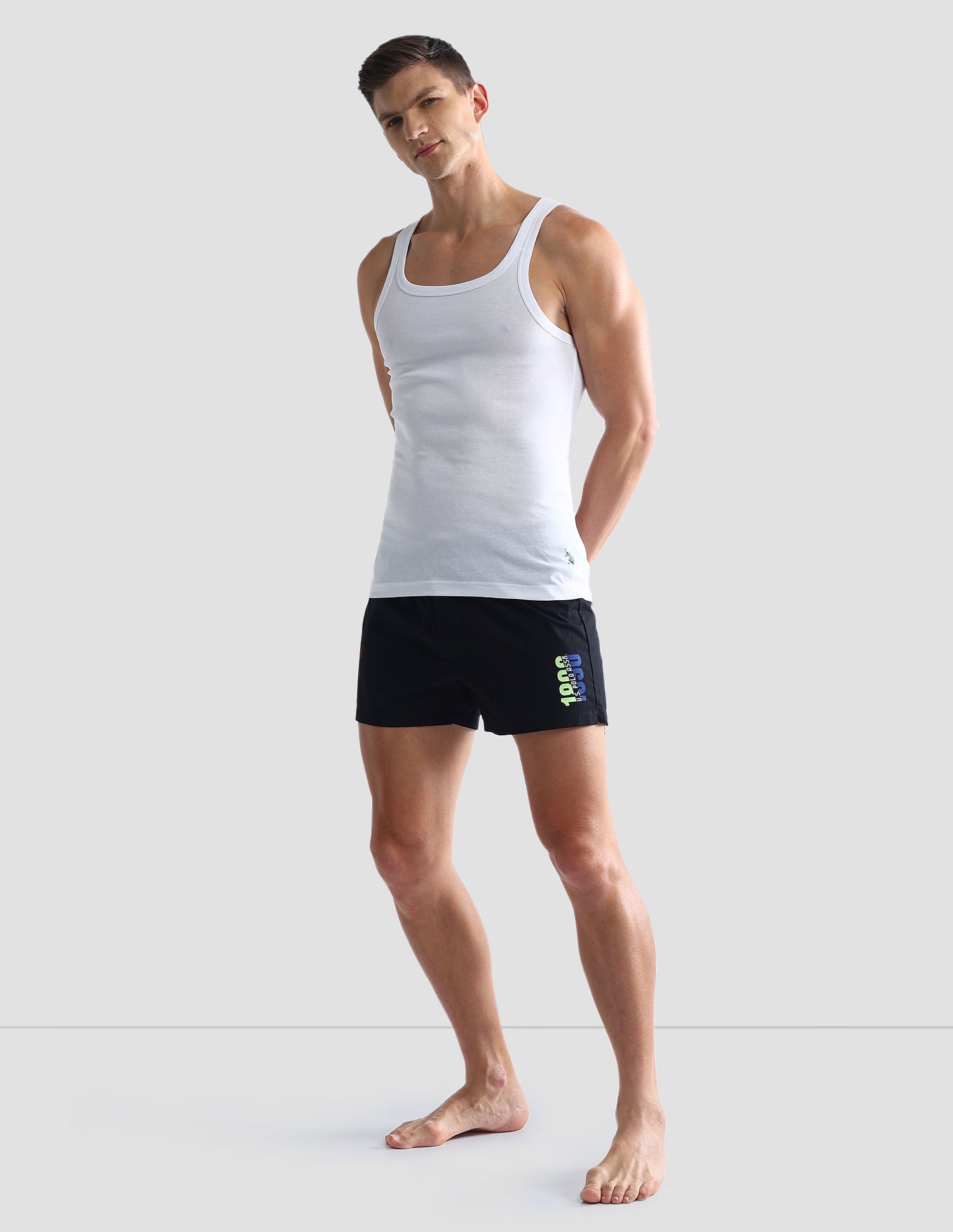 Pure Cotton Ribbed EV006 Vest - Pack Of 2 Black and White - U.S. POLO ASSN. | Large