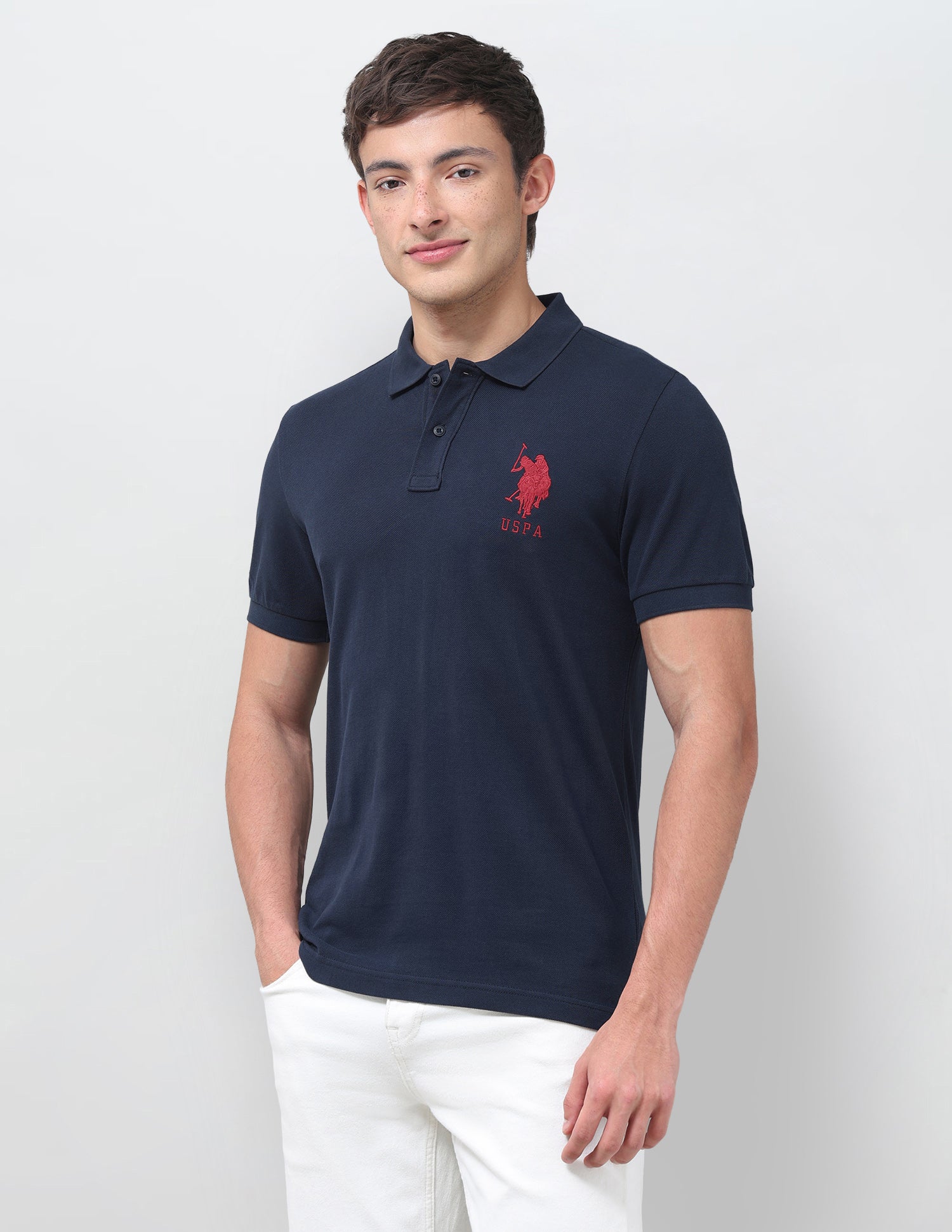 Solid Regular Fit Polo Shirt Navy - U.S. Polo Assn. India | Large