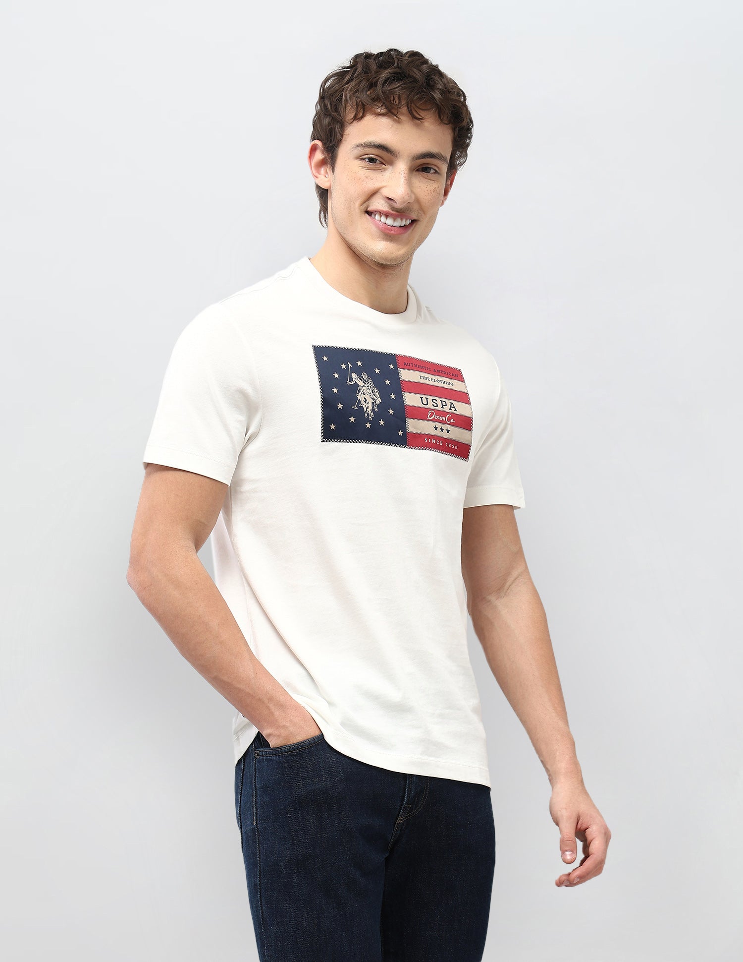 Graphic Brand Appliqued Motel On The Coast T-Shirt Ivory - U.S. Polo Assn. India | Large